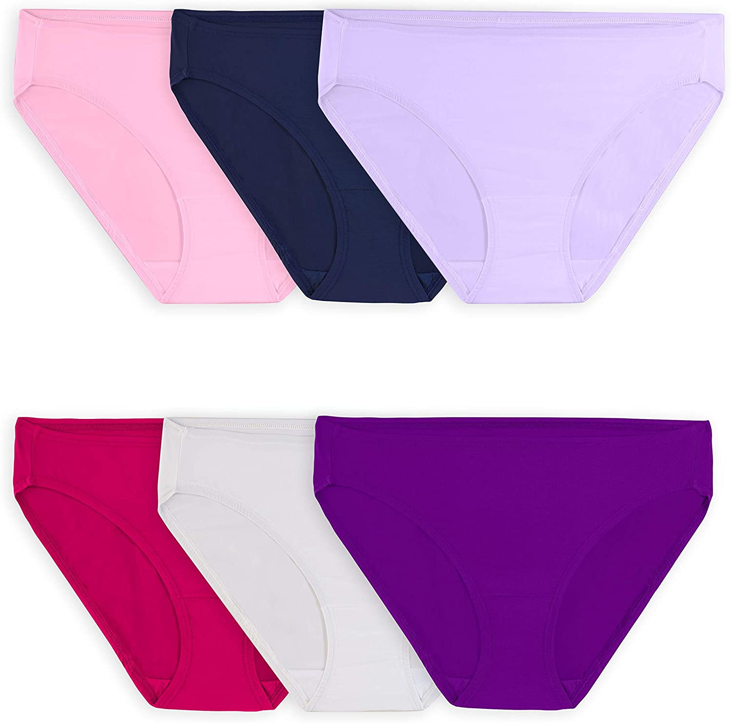 Fruit of the Loom Women'S 360° Stretch Underwear (Regular & plus Size) Apparel & Accessories > Clothing > Underwear & Socks > Underwear Fruit of the Loom Bikini - Nylon Microfiber - 6 Pack - Assorted Colors Regular 7