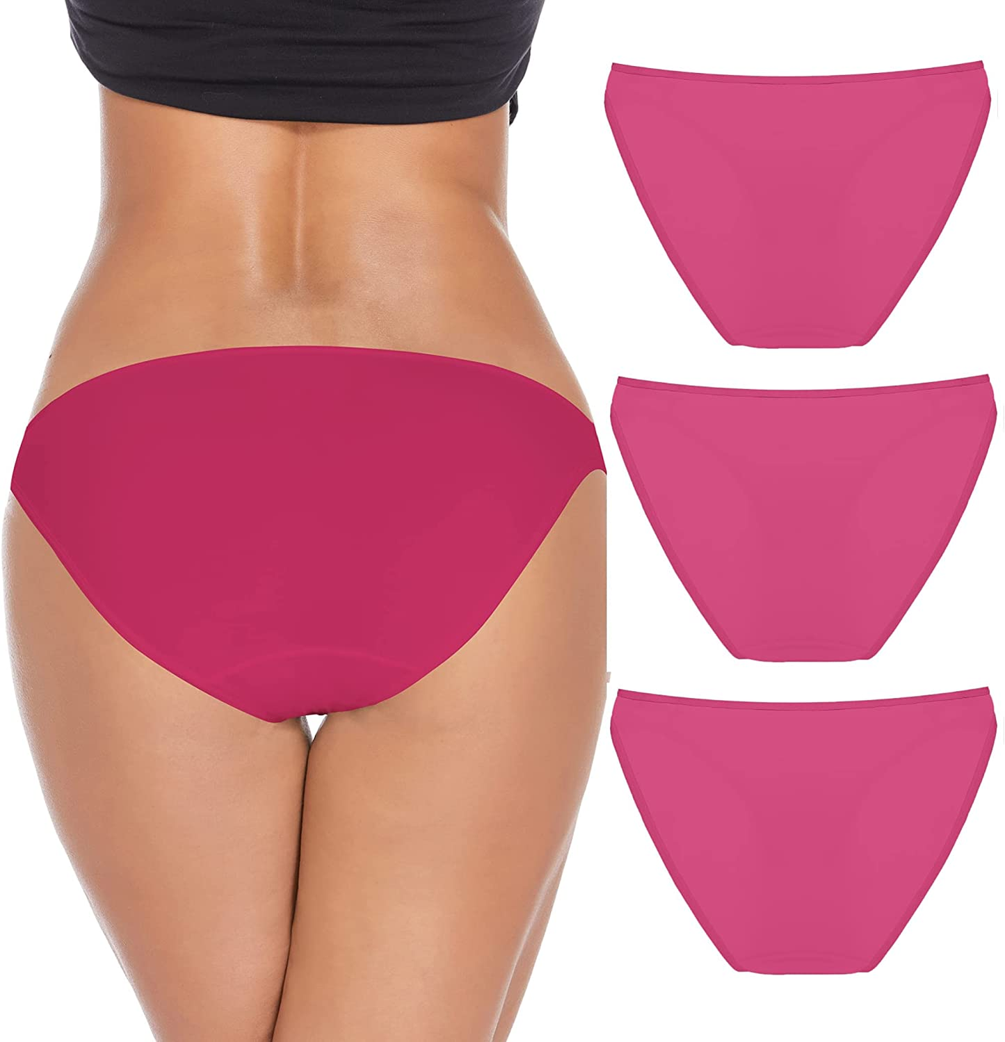 Ekouaer Sexy Ice Silk Bikini Underwear Panty Womens Seamless String Briefs Soft Stretch Breathable Invisible Panty 3 Pack Apparel & Accessories > Clothing > Underwear & Socks > Underwear Ekouaer