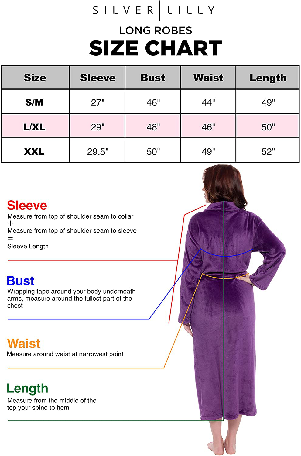 Silver Lilly Womens Robe - Plush Fleece Bathrobe - Full Length with Shawl Collar Apparel & Accessories > Clothing > Sleepwear & Loungewear > Robes Kylie Max
