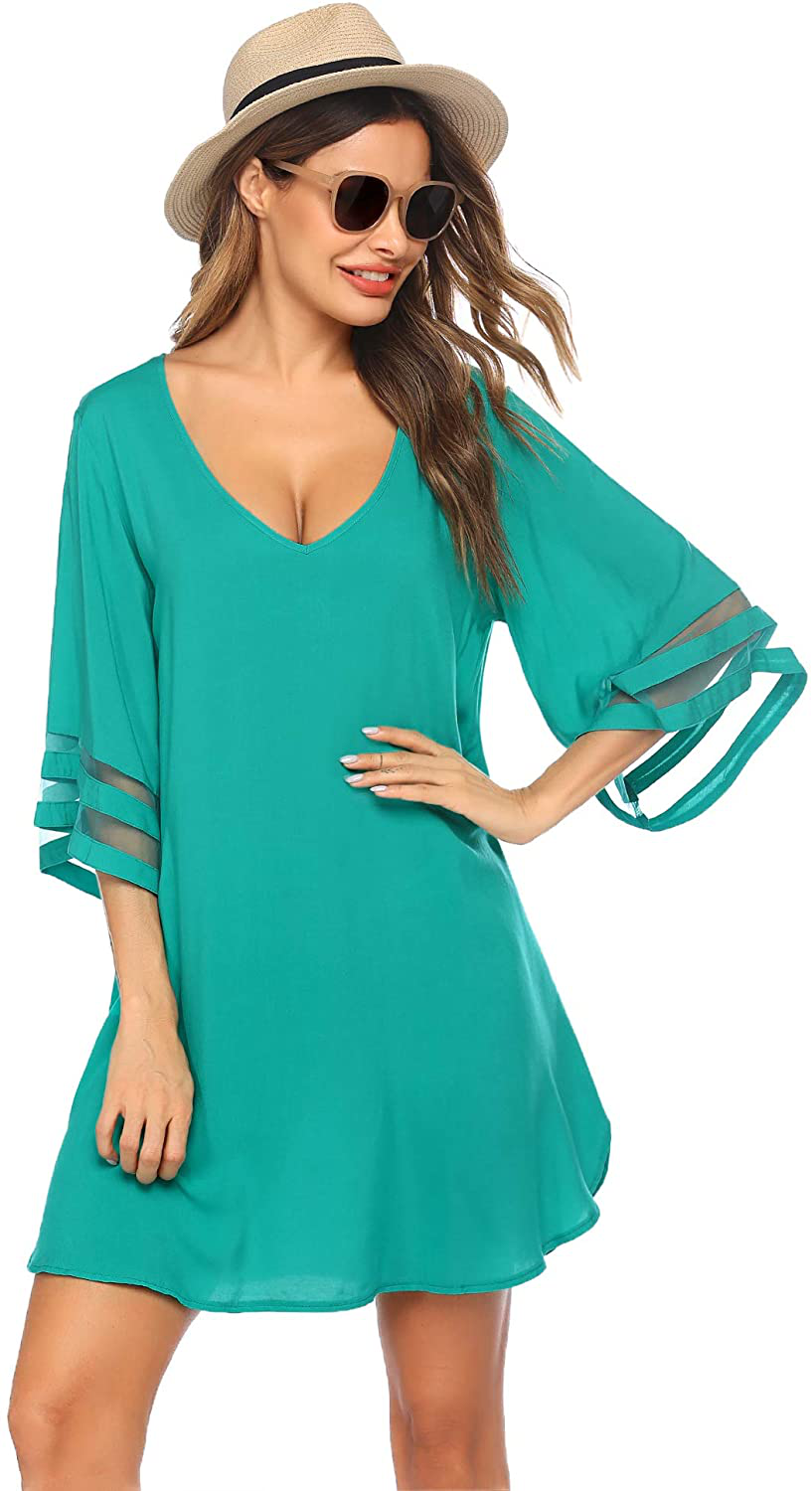 Ekouaer Women'S Swim Cover Ups for Beach Swimwear, Summer Casual Loose Sun Dress Apparel & Accessories > Clothing > Swimwear Kylie Max