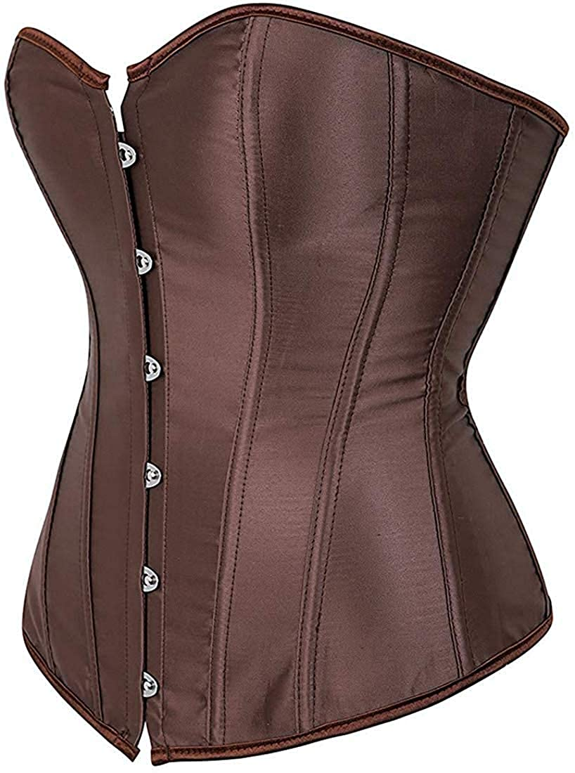 NIYIGEJI Satin Sexy Strong Boned Corset Lace up Overbust Waist Cincher Bustier Bodyshaper Top Apparel & Accessories > Clothing > Underwear & Socks > Lingerie NIYIGEJI