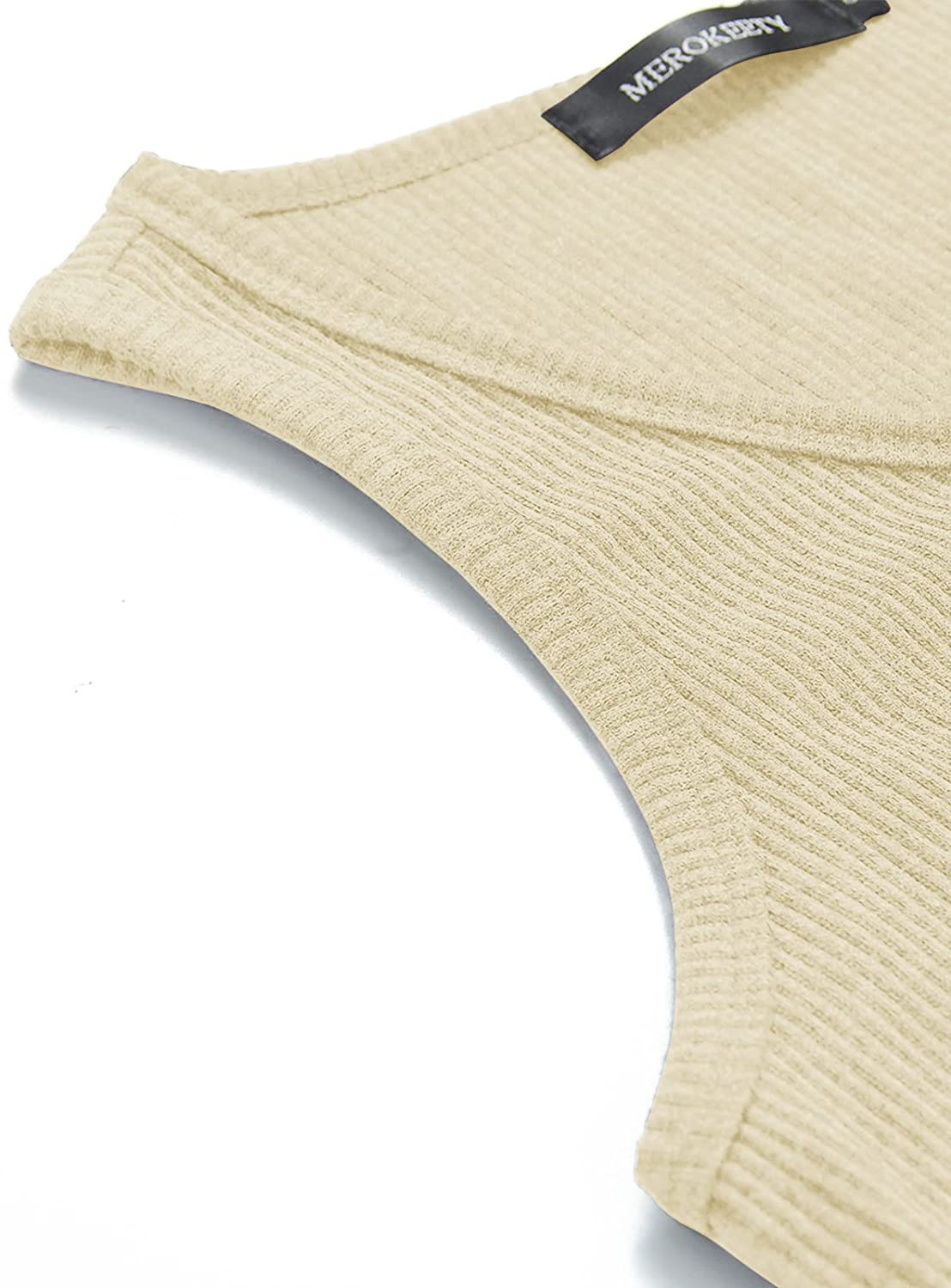 MEROKEETY Womens V Neck Tank Tops Summer Sleeveless Ribbed Button Casual Henley Shirts Apparel & Accessories > Clothing > Activewear Kylie Max
