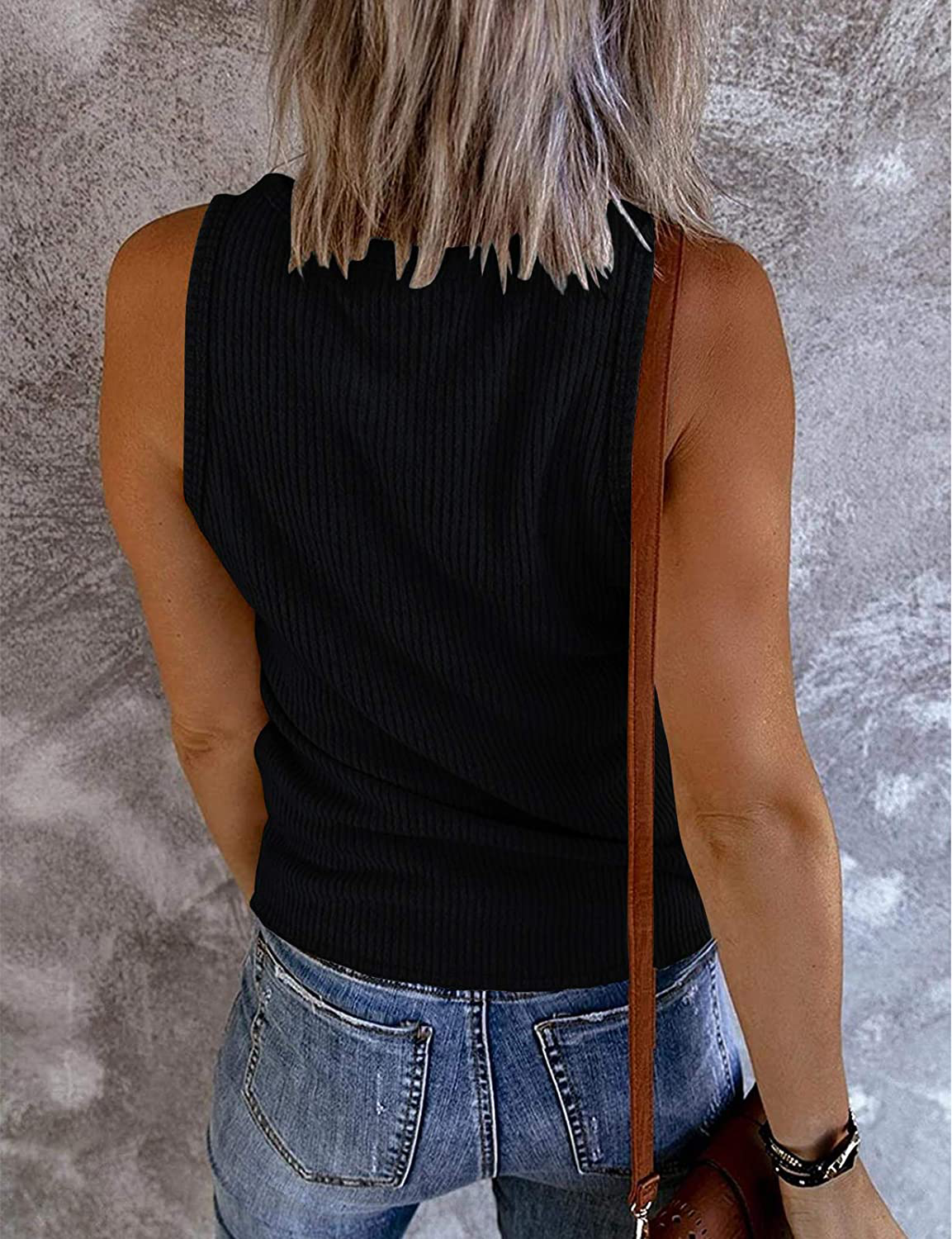MEROKEETY Womens V Neck Tank Tops Summer Sleeveless Ribbed Button Casual Henley Shirts Apparel & Accessories > Clothing > Activewear Kylie Max