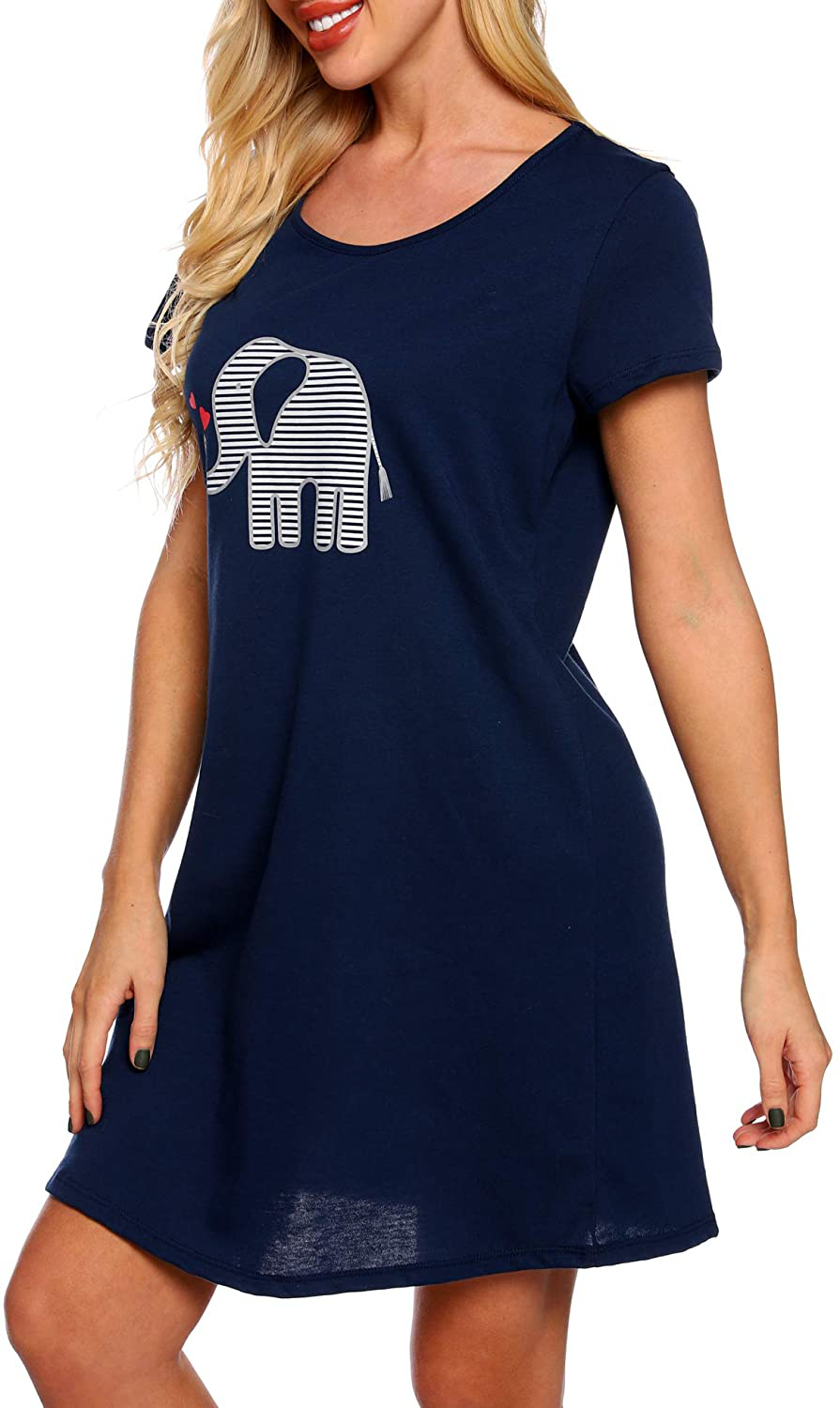 ENJOYNIGHT Sleepwear Women'S Nightgown Printed Sleep Shirt Short Sleeve Sleep Tee Cotton Nightshirt Apparel & Accessories > Clothing > Sleepwear & Loungewear > Nightgowns Kylie Max