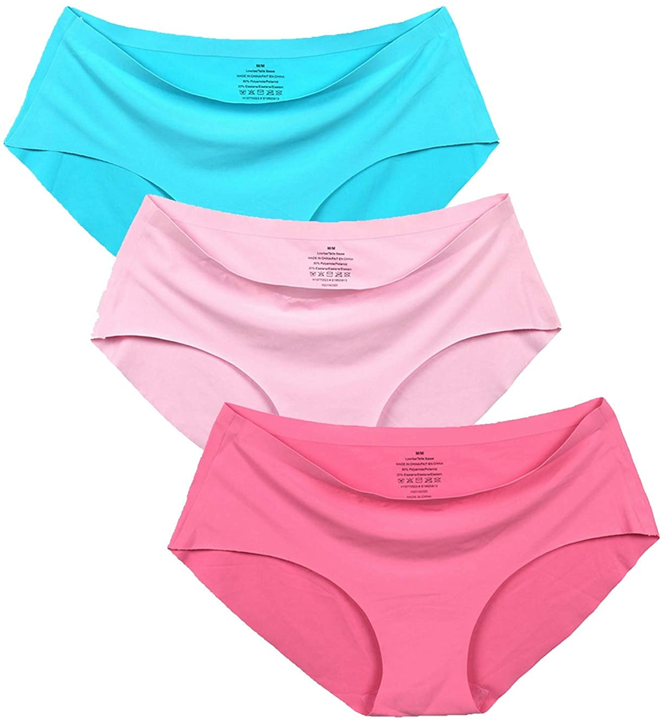 Women'S No Show Hiphugger Panties Pack of 6 Apparel & Accessories > Clothing > Underwear & Socks > Underwear Alruy 3 Pack: Blue Pink Rose X-Large