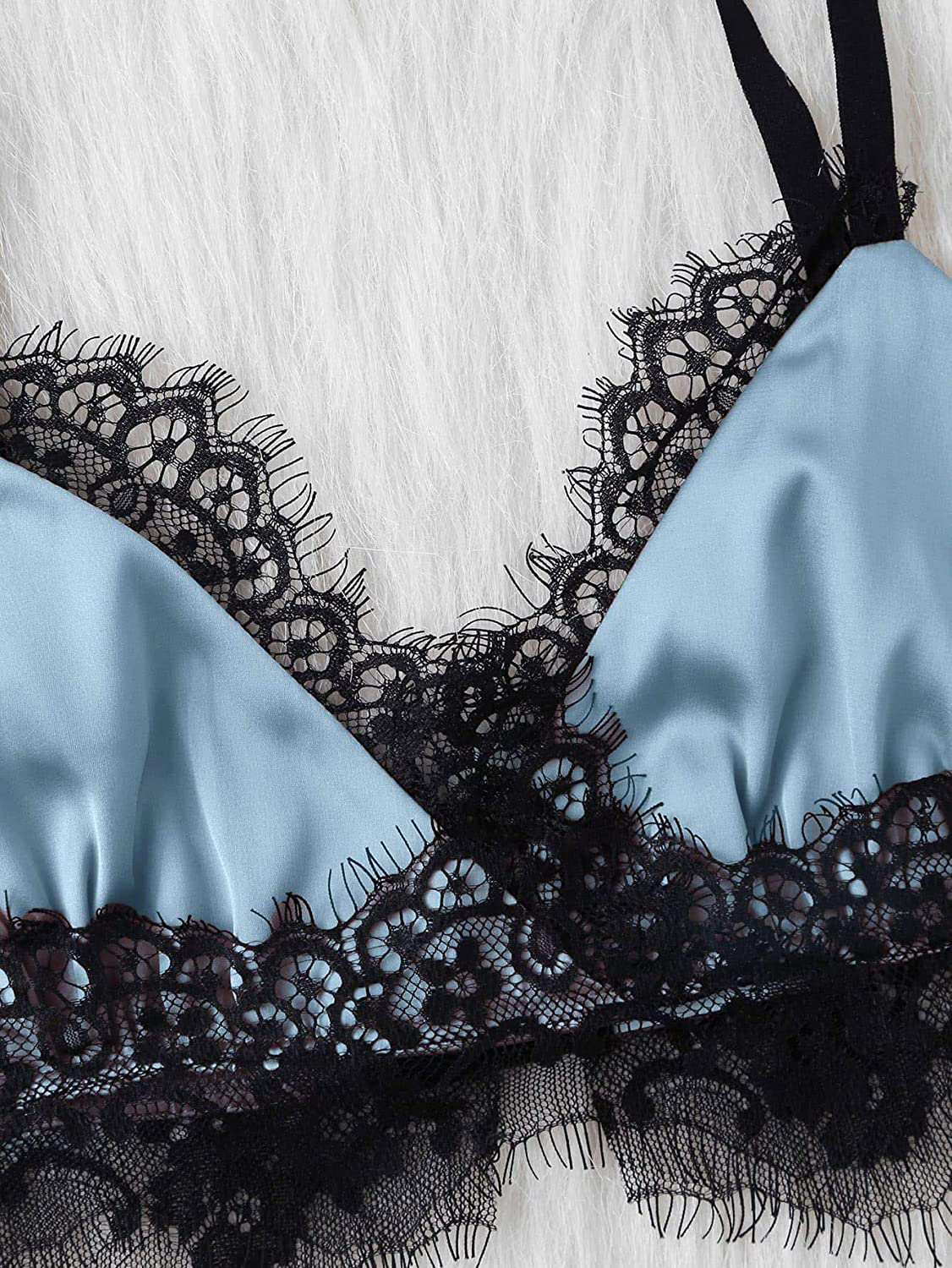 Sweatyrocks Women'S Lace Trim Underwear Lingerie Straps Bralette and Panty Set Apparel & Accessories > Clothing > Sleepwear & Loungewear Kylie Max