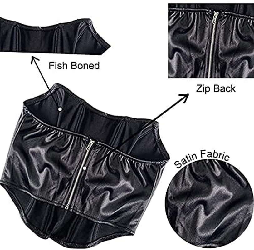 Modegal Women'S Satin Strapless Open Back Zipper Push up Fish Boned Overbust Bustier Corset Crop Top Apparel & Accessories > Clothing > Underwear & Socks > Lingerie Modegal