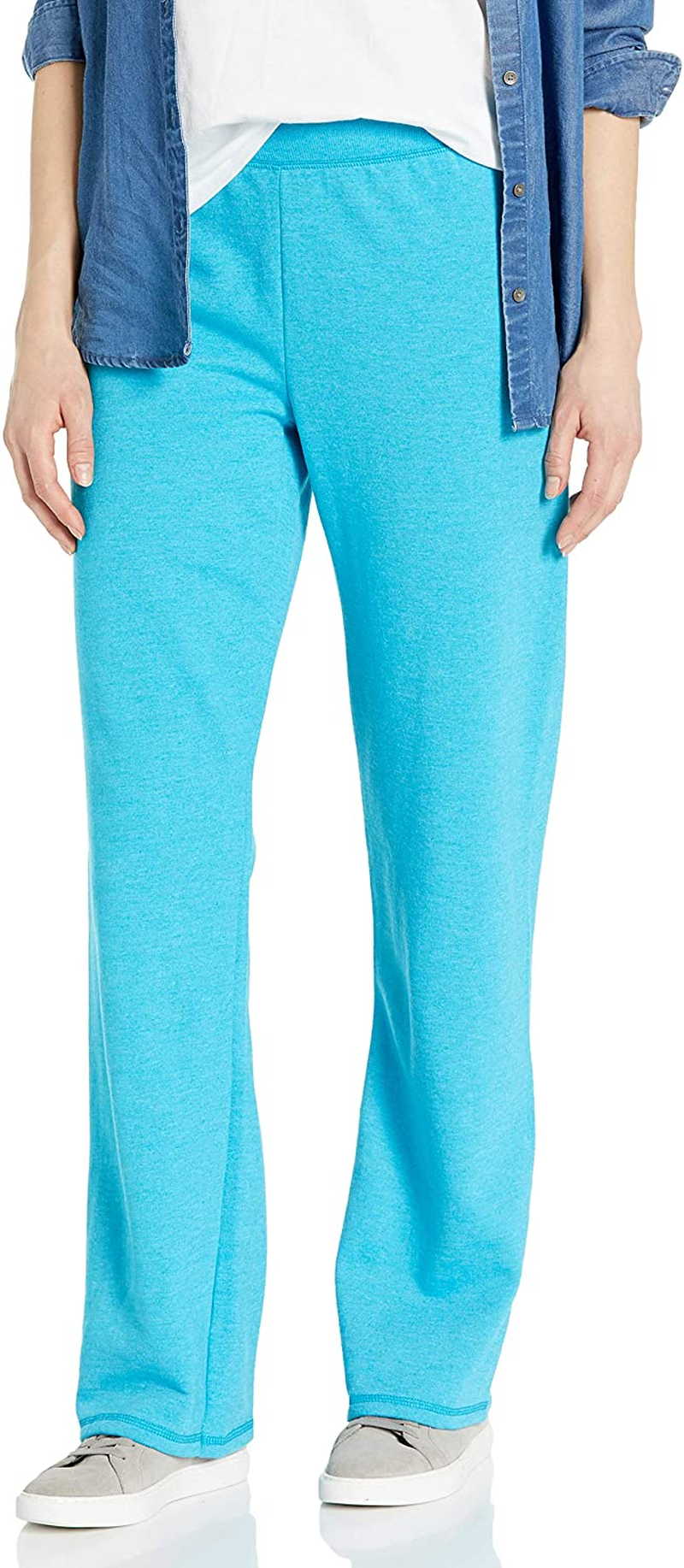 Hanes Women'S Ecosmart Open Bottom Leg Sweatpants Apparel & Accessories > Clothing > Underwear & Socks > Lingerie Hanes Bold Blue Heather Large