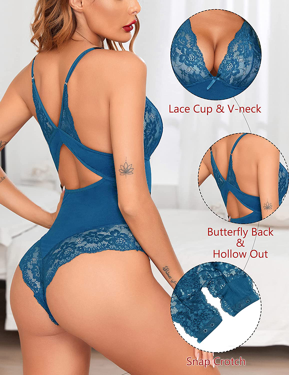 Avidlove Women Lingerie Bodysuit Snap Crotch Teddy One Piece Babydoll Apparel & Accessories > Clothing > Underwear & Socks > Lingerie Avidlove