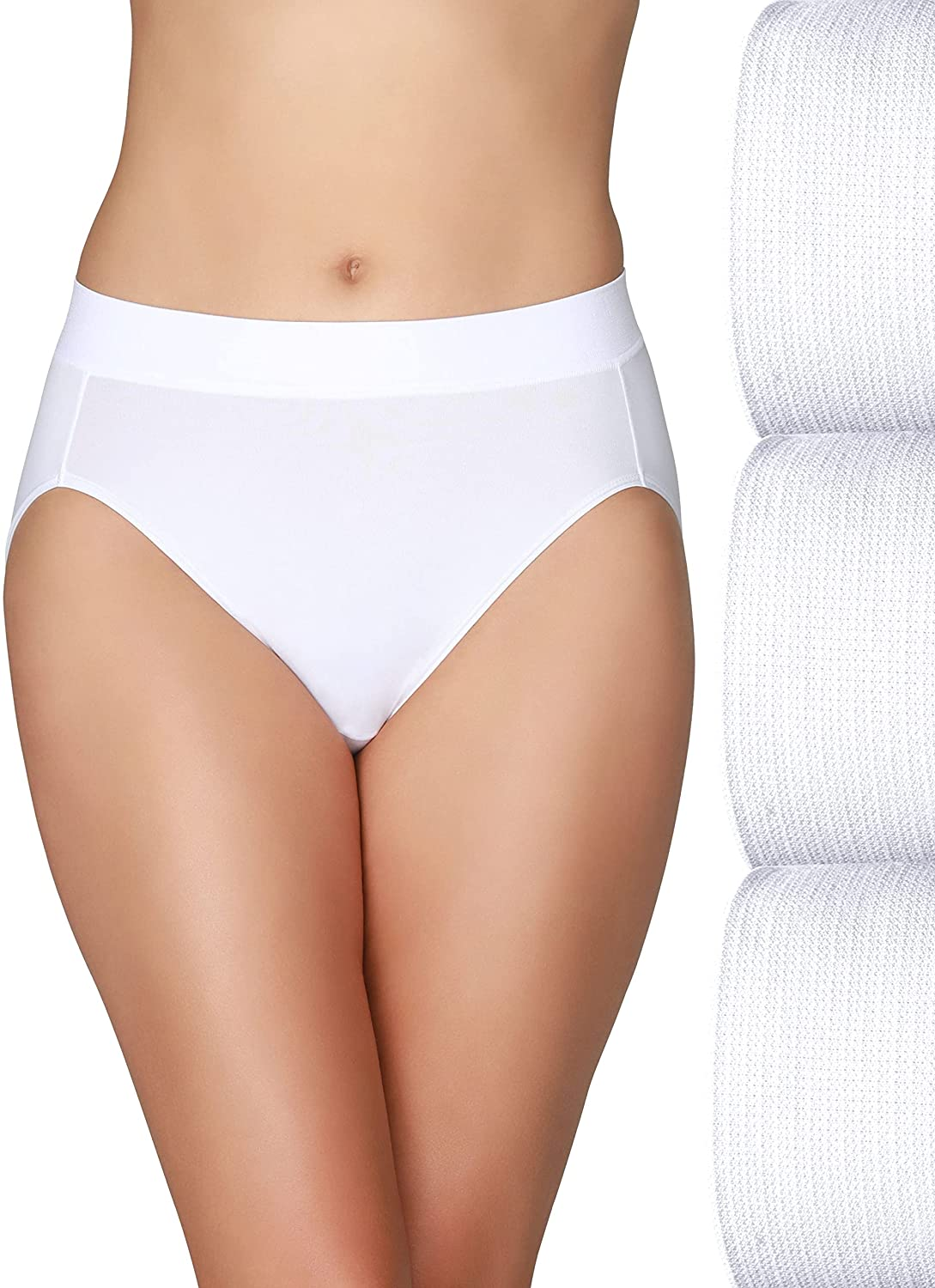 Vanity Fair Women'S beyond Comfort Seamless Waist Panties Apparel & Accessories > Clothing > Underwear & Socks > Underwear Vanity Fair Hi Cut - 3 Pack - White/White/White Hi Cut 9