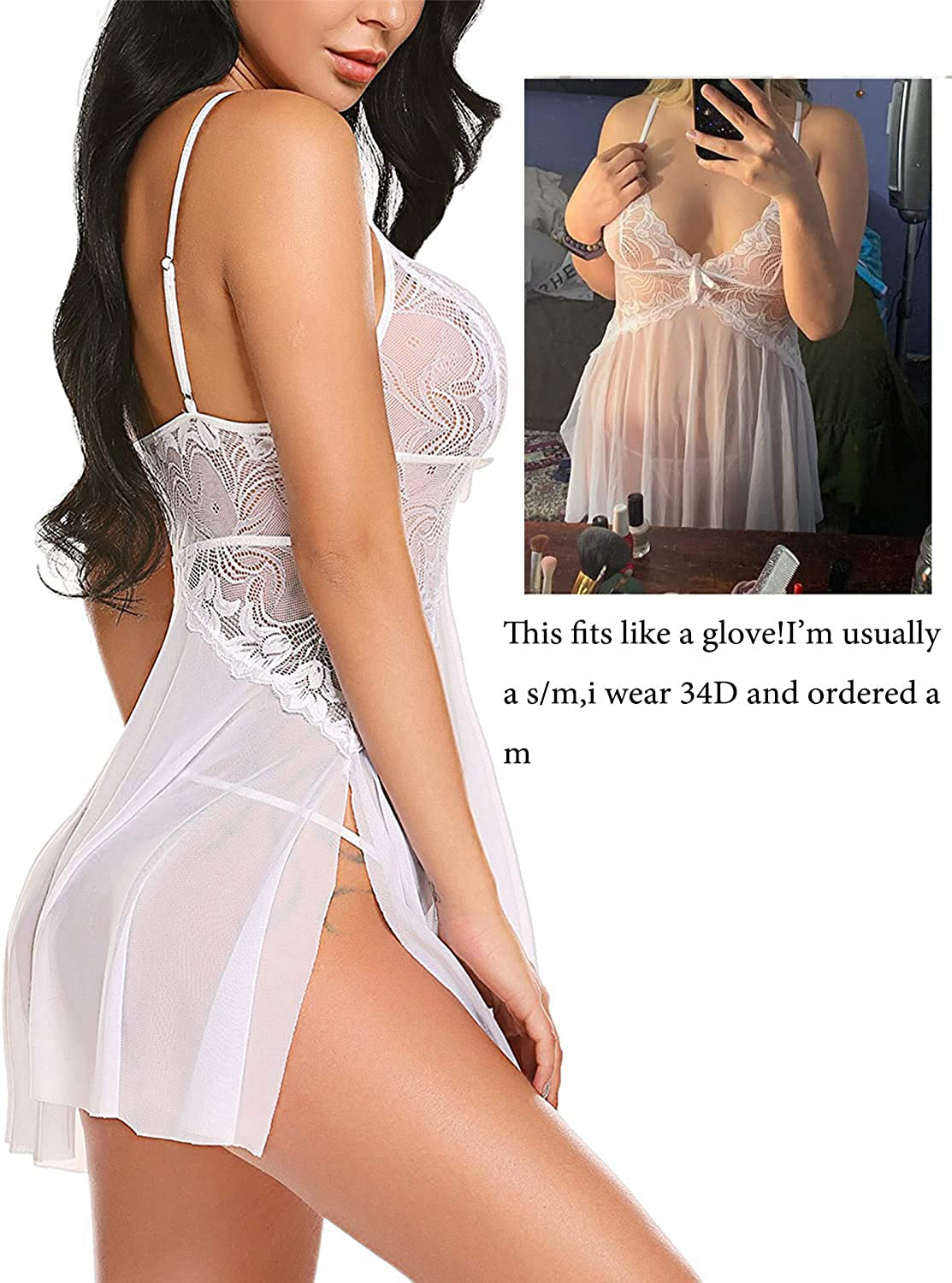 Avidlove Women Lace Lingerie Babydoll Sexy Chemise Exotic Nightgowns Bridal Nightdress Apparel & Accessories > Clothing > Underwear & Socks > Lingerie Kylie Max