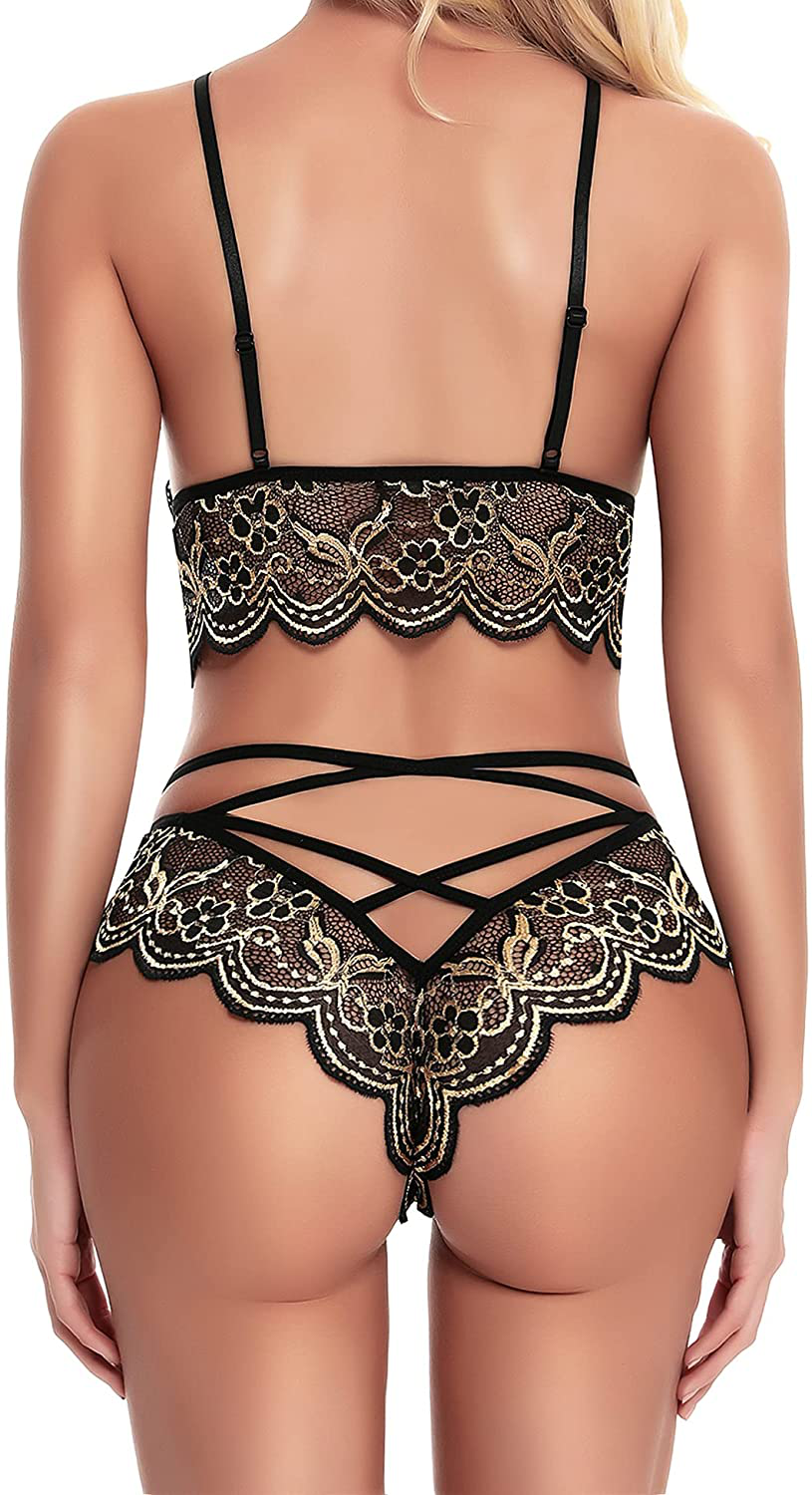 klier Women Sexy Lingerie Set Lace Bra and Panty Sets 2 Piece Strappy Babydoll Bodysuit Apparel & Accessories > Clothing > Underwear & Socks > Lingerie Klier