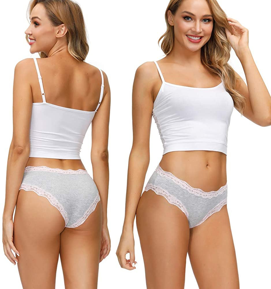 OHLLAVIVY Cotton Underwear Women'S Panties Soft Lace Hipster Briefs Multi-Pack Apparel & Accessories > Clothing > Underwear & Socks > Underwear OHLLAVIVY