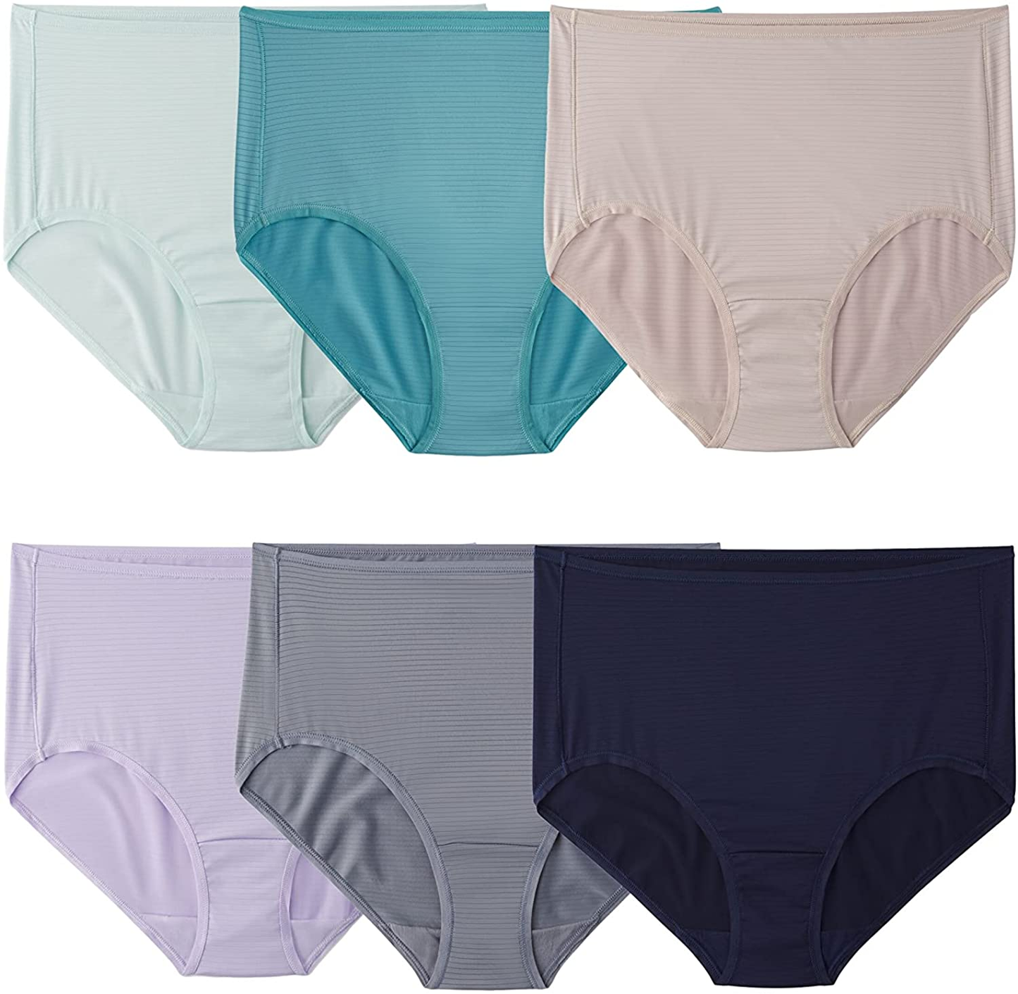 Fruit of the Loom Women'S Breathable Underwear (Regular & plus Size) Apparel & Accessories > Clothing > Underwear & Socks > Underwear Fruit of the Loom Brief - Cooling Stripes - 6 Pack Assorted Colors Regular 7