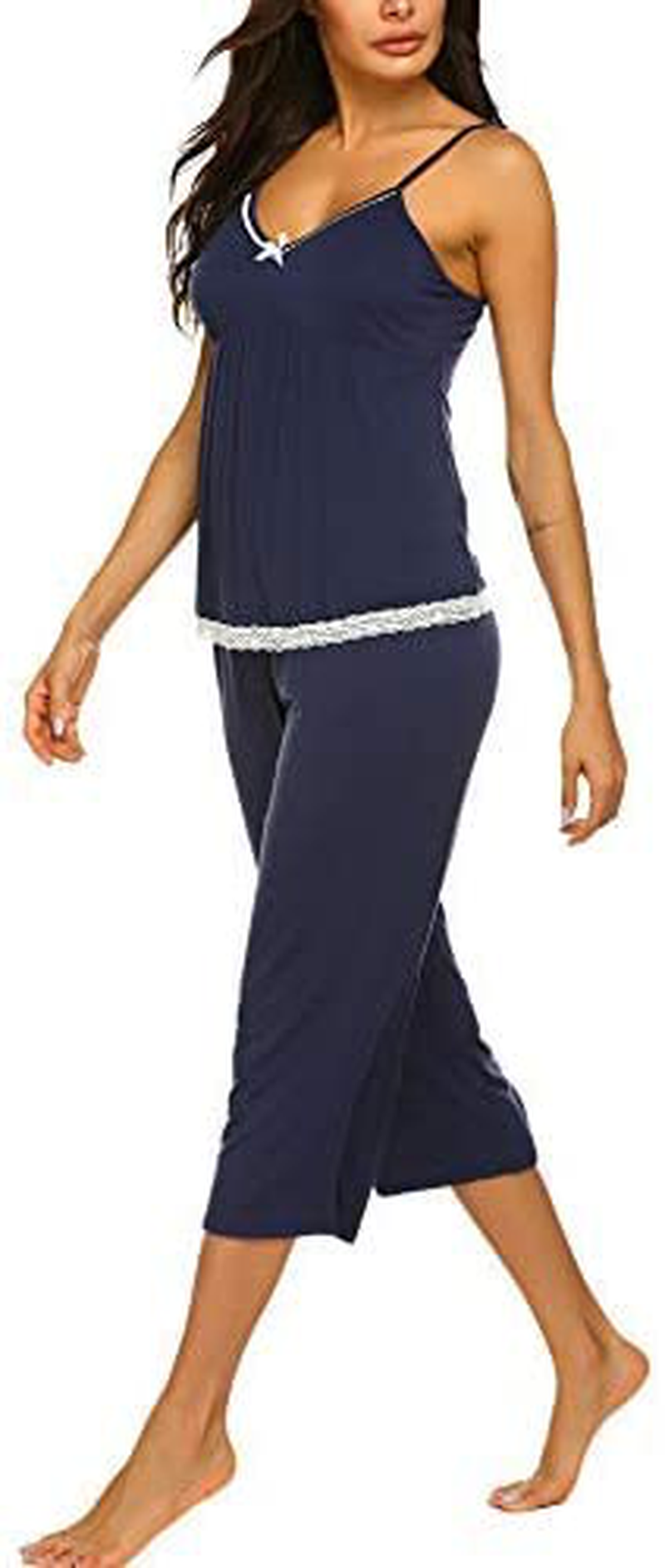 Ekouaer Womens Pajamas Set V-Neck Cami Top and Capris Pants Sleepwear Pjs Set S-XXL Apparel & Accessories > Clothing > Sleepwear & Loungewear Kylie Max