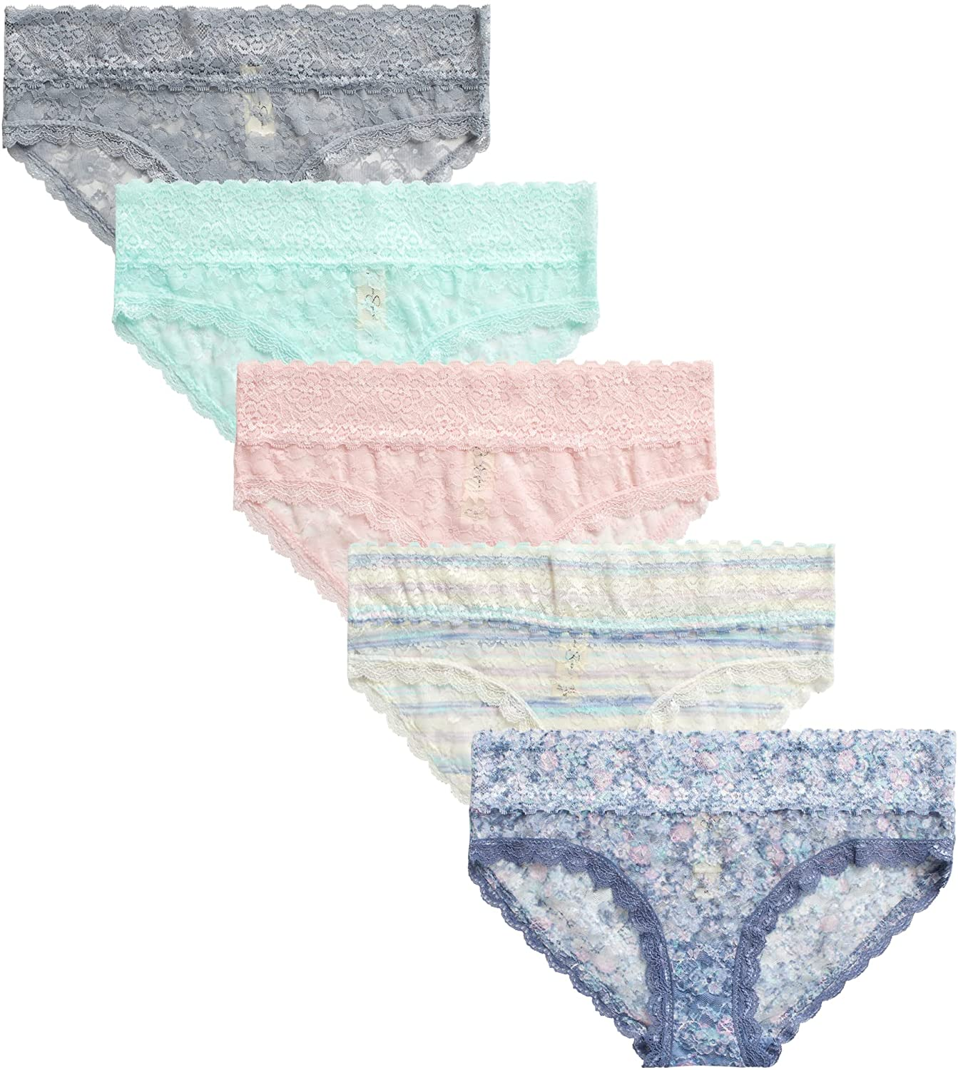 Jessica Simpson Women'S Underwear - Seamless Hipster Briefs (3/5/6 Pack) Apparel & Accessories > Clothing > Underwear & Socks > Underwear Jessica Simpson Garden Escape Tempest/Barely There/Soft Stripe Gardenia/Moonlight Jade/ Sleet Large