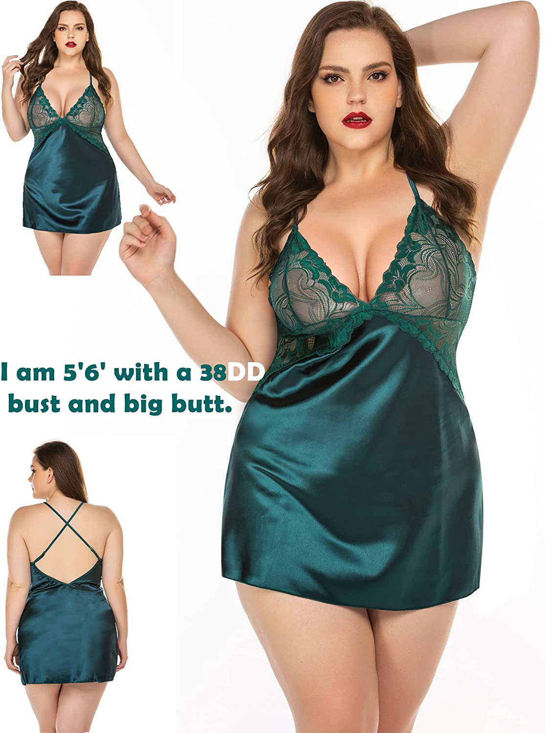 Avidlove Women Lingerie V Neck Nightwear Satin Sleepwear Lace Chemise Mini Teddy Apparel & Accessories > Clothing > Underwear & Socks > Lingerie Kylie Max