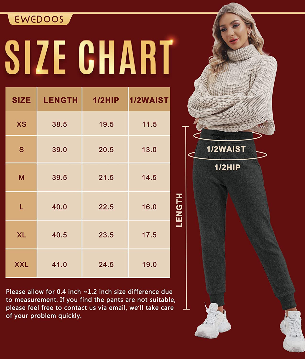 Ewedoos Fleece Sweatpants for Women with Pockets - Fleece Lined Joggers for Women Winter Pants Womens Sweatpants with Pockets Apparel & Accessories > Clothing > Activewear Kylie Max
