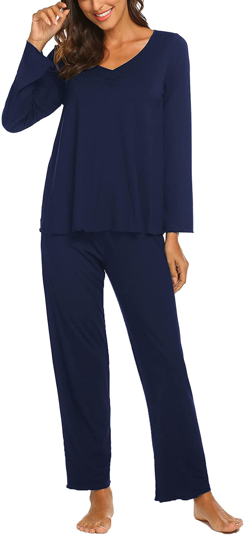 Ekouaer Women'S Pajama Set Long Sleeve Sleepwear Soft Loungewear Sets Pajamas Top and Pants Pjs S-XXL Apparel & Accessories > Clothing > Sleepwear & Loungewear Kylie Max