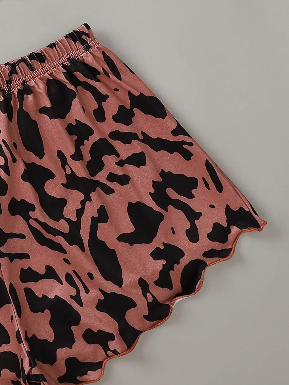 SOLY HUX Women'S Cartoon Print Lettuce Trim Cami Top and Shorts Cute Pajama Set Sleepwear Apparel & Accessories > Clothing > Sleepwear & Loungewear Kylie Max
