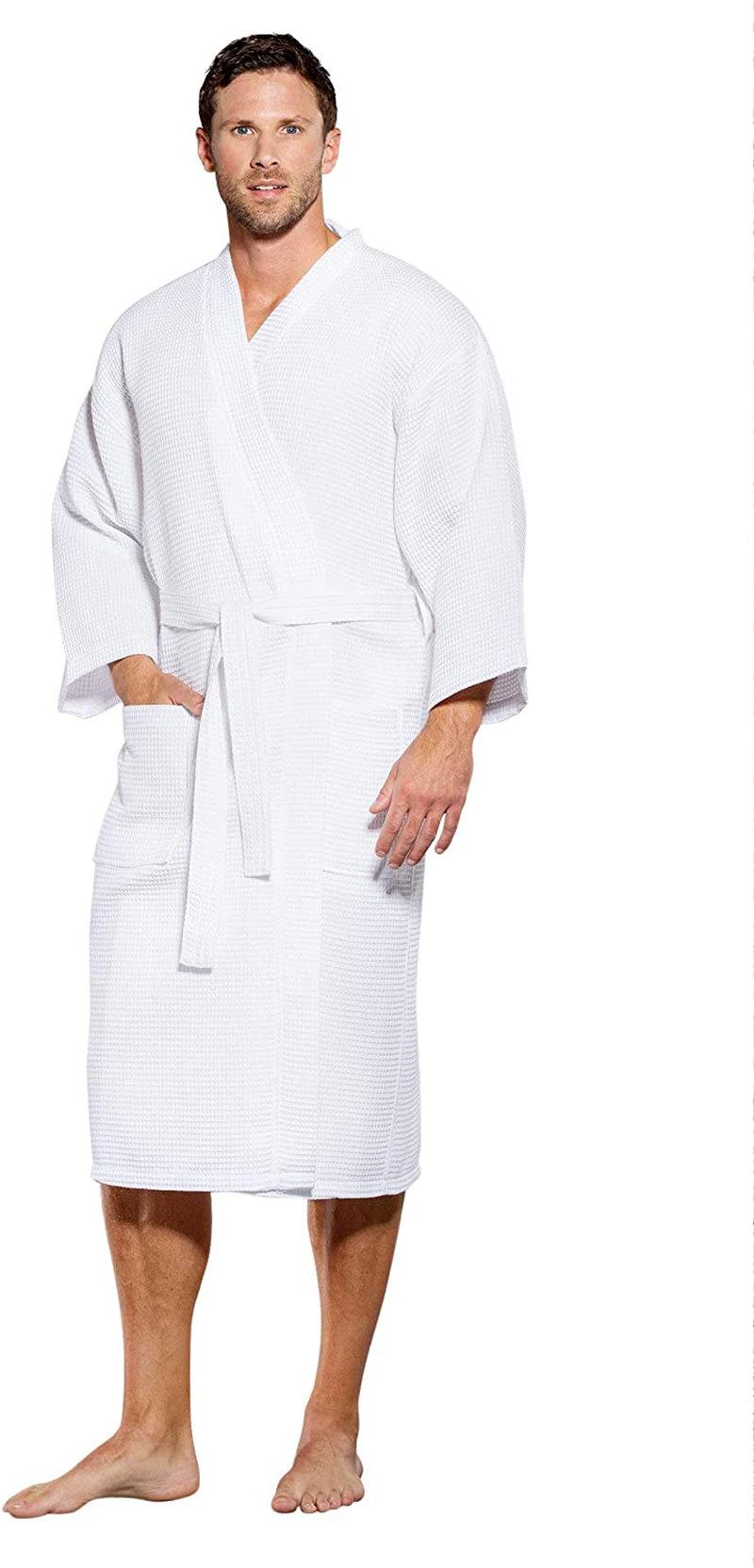 Turquaz Linen Lightweight Long Waffle Kimono Unisex Spa Robe Apparel & Accessories > Clothing > Sleepwear & Loungewear > Robes Kylie Max