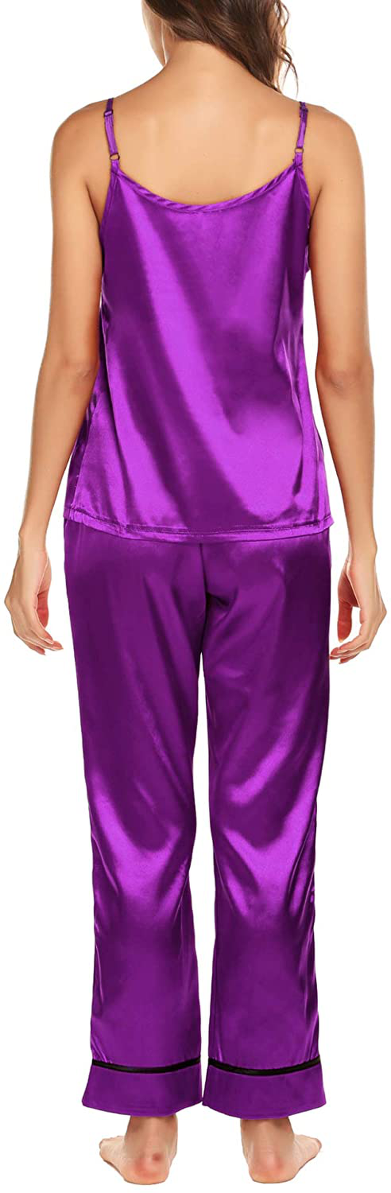 Romanstii Satin Pajamas Set Silk Sleepwear Cami Nightwear Soft Lingerie PJ Set Apparel & Accessories > Clothing > Sleepwear & Loungewear Kylie Max
