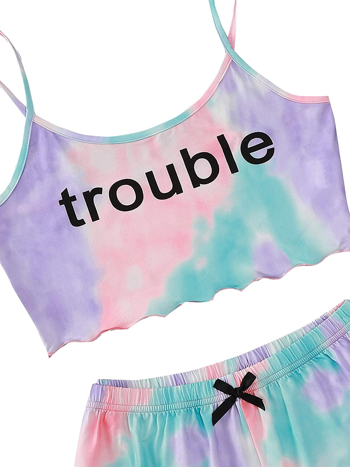 Shein Women'S Cute Cartoon Print Cami Top and Shorts Pajama Set Apparel & Accessories > Clothing > Sleepwear & Loungewear Kylie Max
