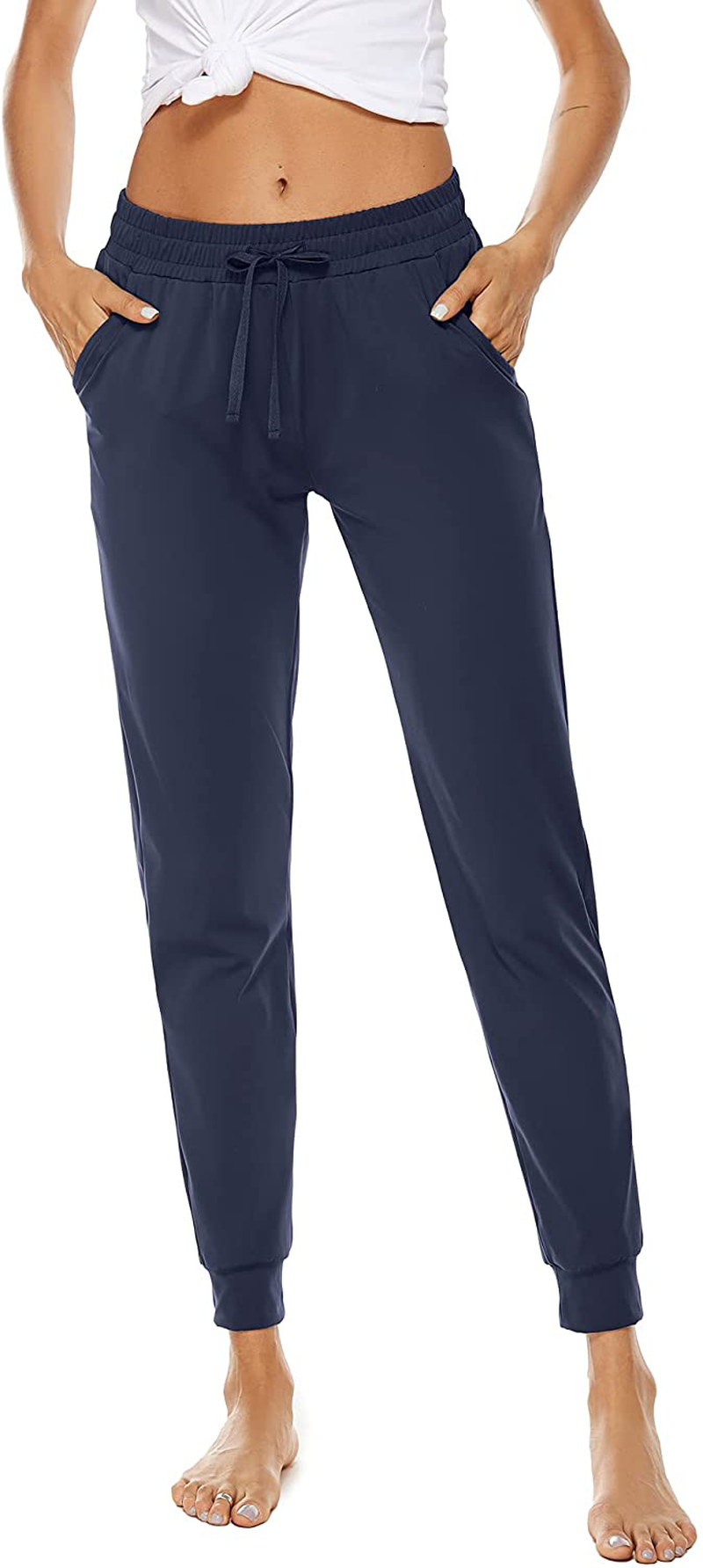 BATHRINS Women Tapered Joggers with Pockets – Casual Yoga High Waist Sweatpants Apparel & Accessories > Clothing > Activewear Kylie Max