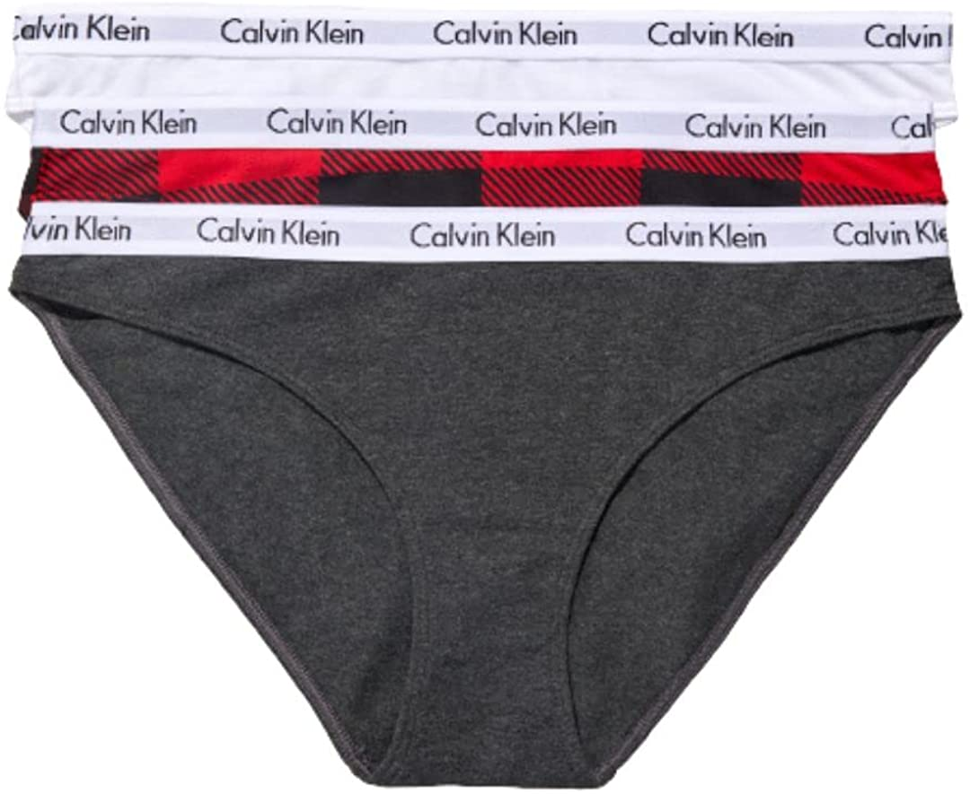 Calvin Klein Women'S Carousel Logo Cotton Bikini Panty Apparel & Accessories > Clothing > Underwear & Socks > Underwear Calvin Klein White/Buffalo Check/Charcoal Heather 3 Medium