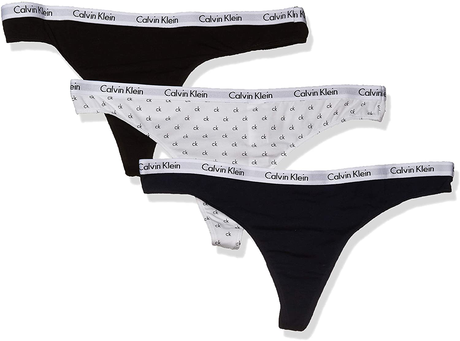 Calvin Klein Women's Signature Logo Cotton Thong Apparel & Accessories > Clothing > Underwear & Socks > Underwear Calvin Klein Black/Shoreline/Ck Logo 3 Medium