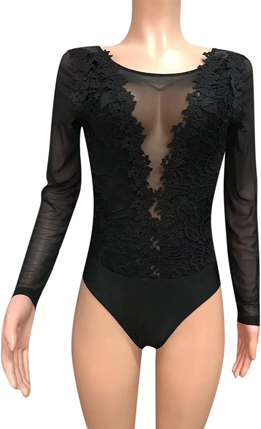 Women Rave Snakeskin Front Buckle Sheer Bodysuit Halterneck Swimsuit Long Sleeve for Dance Party Clubwear Apparel & Accessories > Clothing > Underwear & Socks > Lingerie RARITYUS