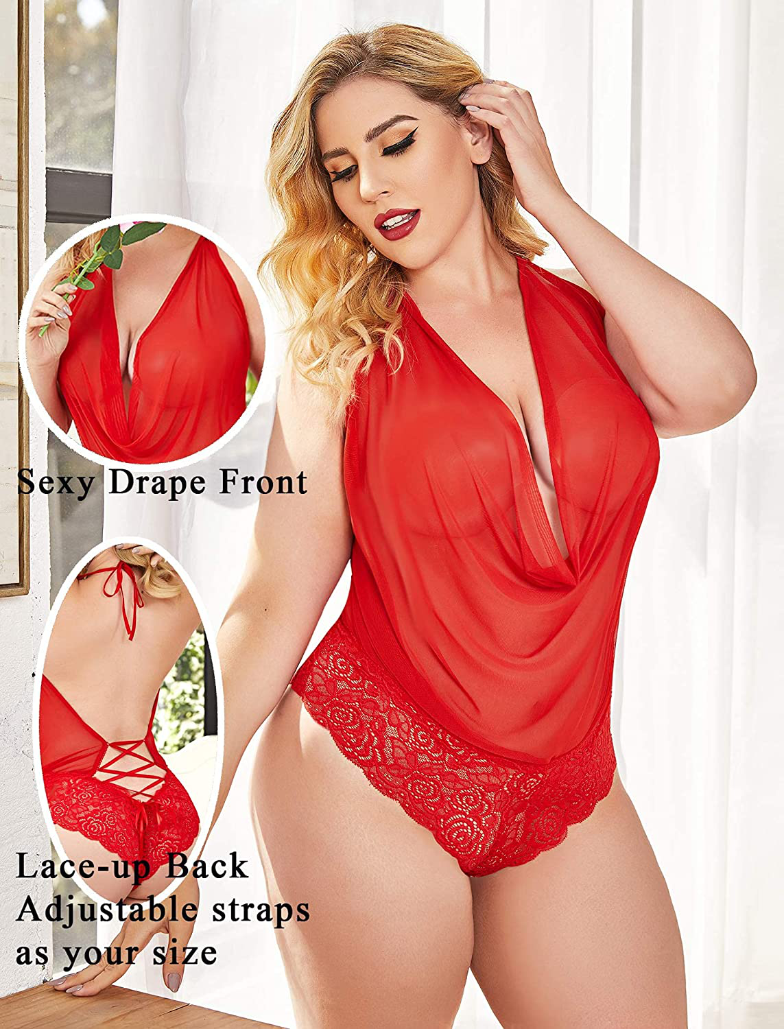 Avidlove Women Sexy Lingerie Teddy One Piece Lace Halter Babydoll Bodysuit Apparel & Accessories > Clothing > Underwear & Socks > Lingerie Kylie Max