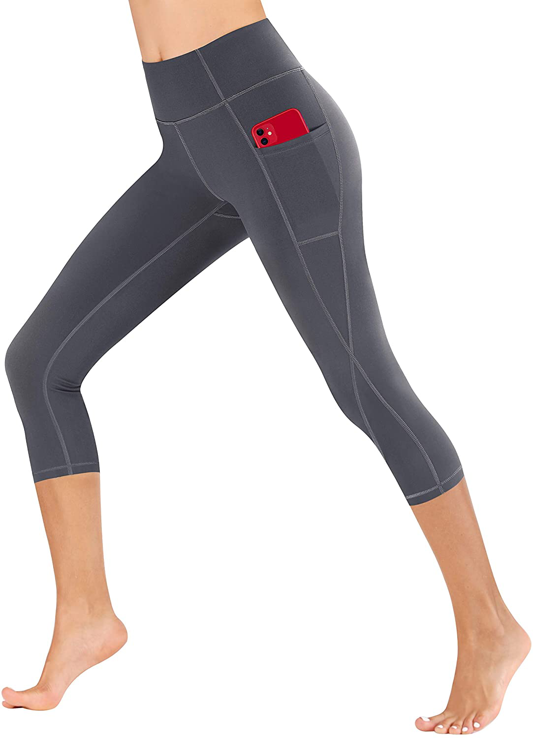 Heathyoga Yoga Pants for Women with Pockets High Waisted Leggings with Pockets for Women Workout Leggings for Women Apparel & Accessories > Clothing > Activewear Heathyoga Capris Gray Large