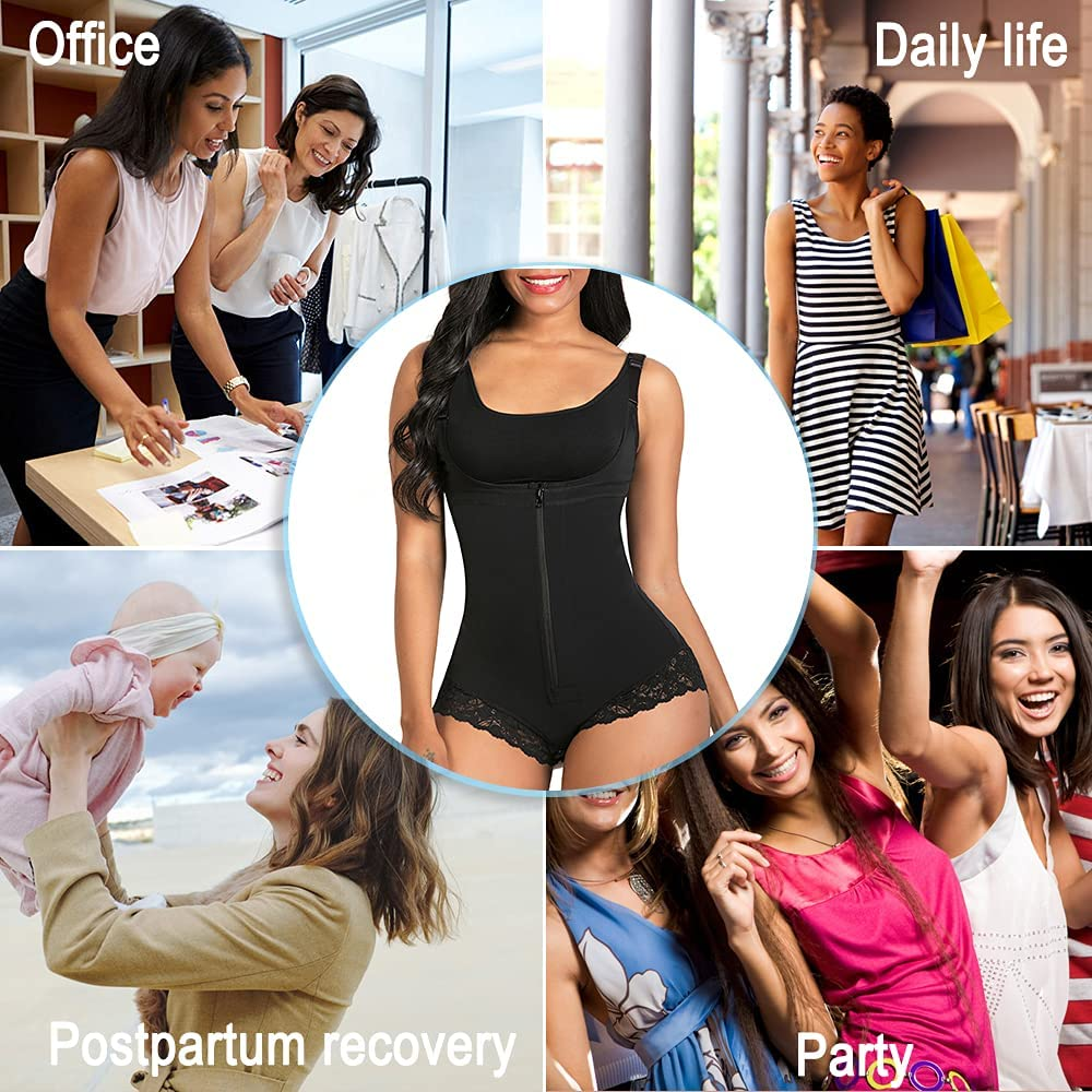 SHAPERX Shapewear for Women Tummy Control Fajas Colombianas Body Shaper Zipper Open Bust Bodysuit Apparel & Accessories > Clothing > Underwear & Socks > Shapewear SHAPERX