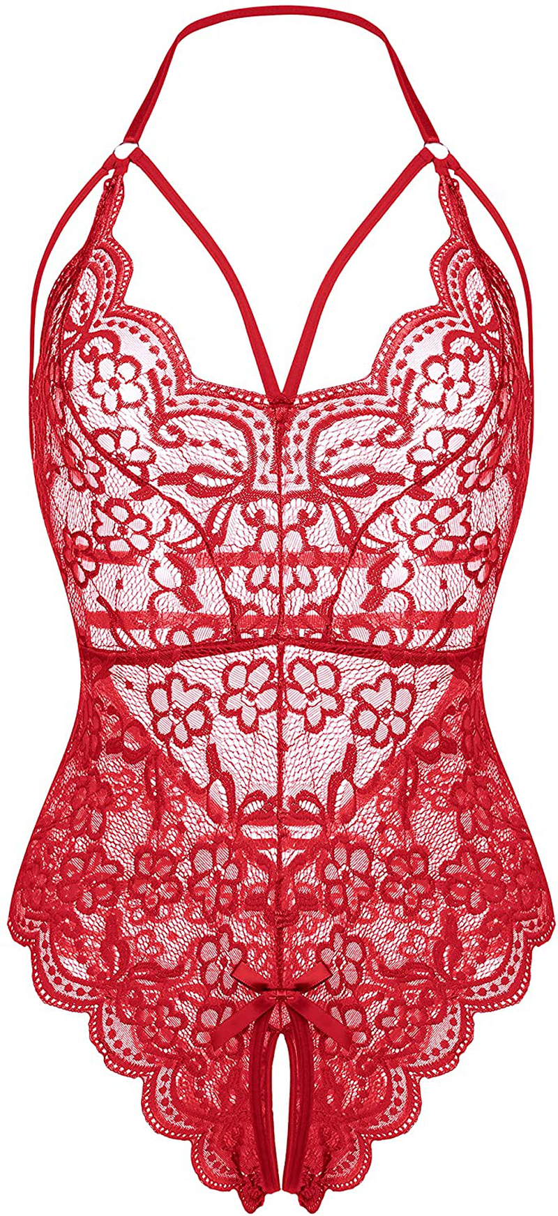 LOLLO VITA Women Lingerie Lace Bodysuit One Piece Babydoll Teddy Chemise Sleepwear Apparel & Accessories > Clothing > Underwear & Socks > Lingerie LOLLO VITA Red Large