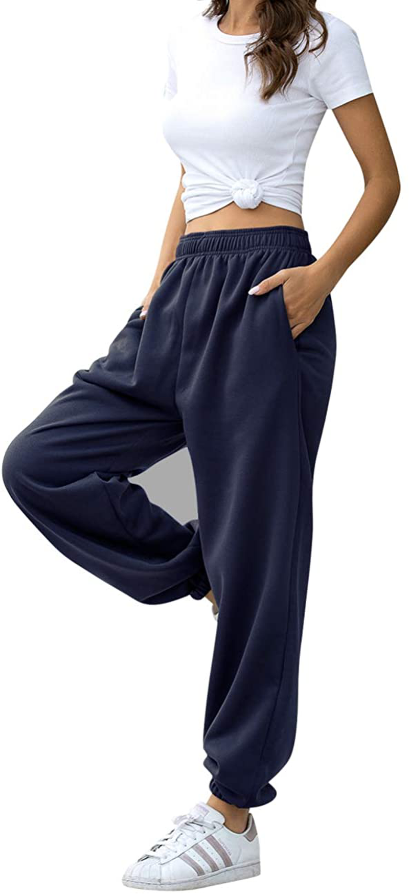 Hesayep Women'S High Waisted Sweatpants Workout Active Joggers Pants Baggy Lounge Bottoms Apparel & Accessories > Clothing > Activewear Kylie Max