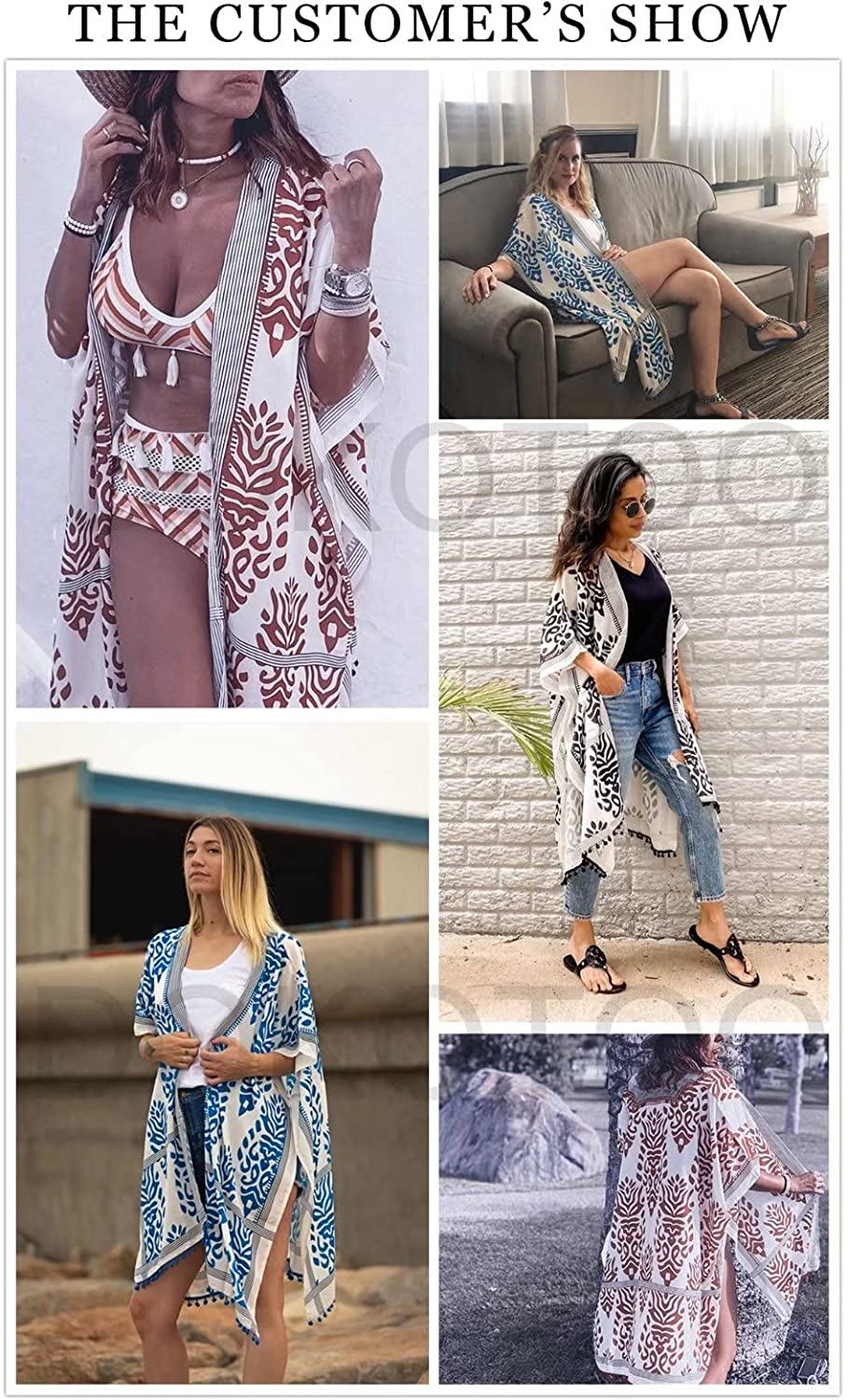 Dokotoo Womens 2022 Fashion Summer Print Kimono Casual Cardigans Loose Cover Ups Apparel & Accessories > Clothing > Swimwear Kylie Max