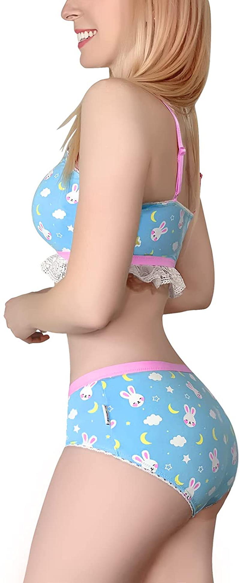 Littleforbig Lacy Trim Women Nightwear Strap Sleepwear Cami Top Shorts Lingerie Bralette Loungewear Set - Snuggle Bunny Apparel & Accessories > Clothing > Sleepwear & Loungewear Kylie Max