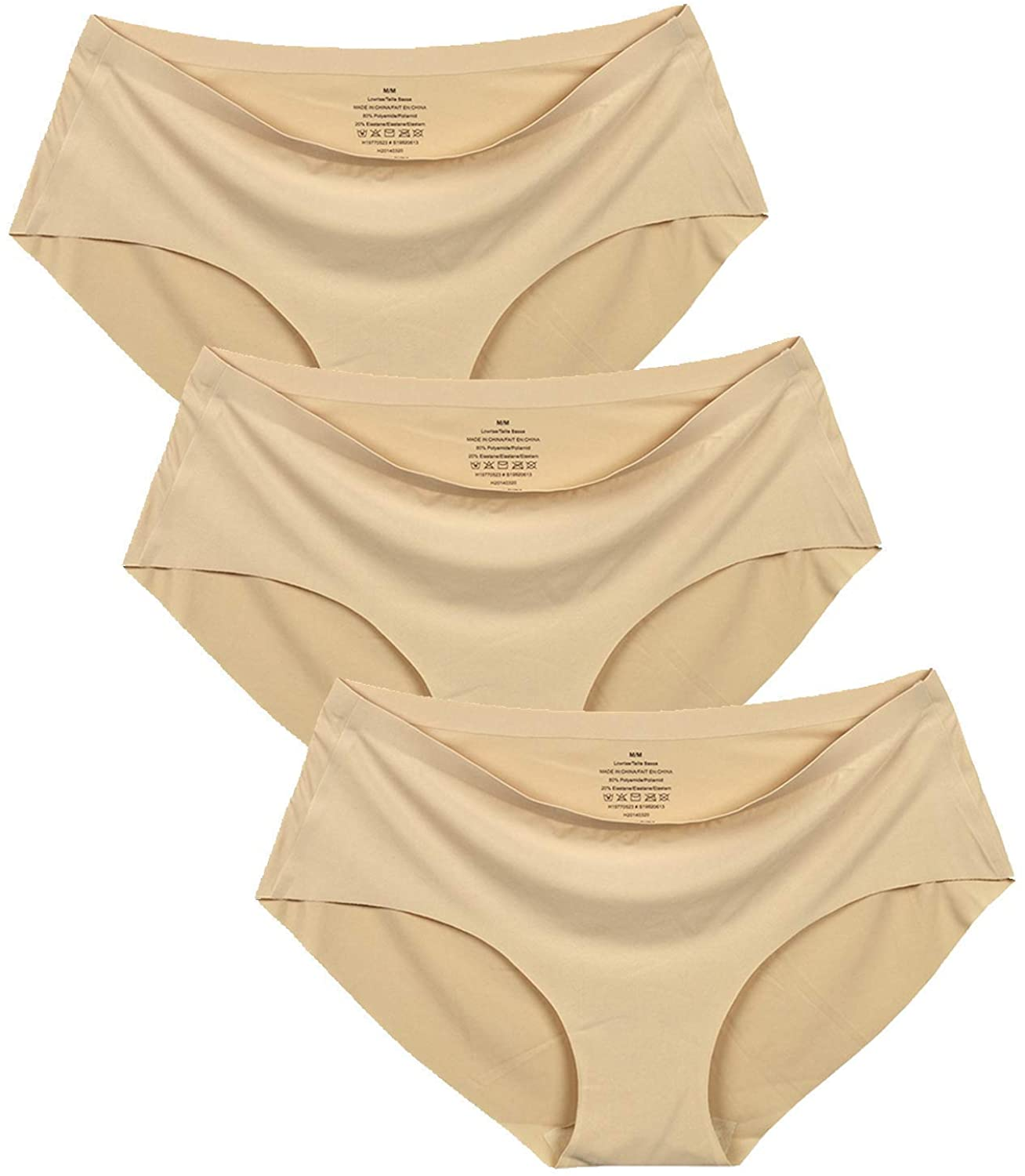 Women'S No Show Hiphugger Panties Pack of 6 Apparel & Accessories > Clothing > Underwear & Socks > Underwear Alruy 3 Pack: Beige Beige Beige X-Large