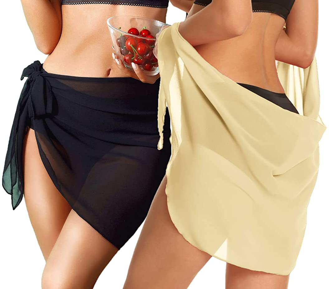 CHICGAL 2 Pieces Women Beach Sarong Bathing Suit Wrap Skirt Sheer Bikini Swimsuit Cover Ups for Swimwear Apparel & Accessories > Clothing > Swimwear Kylie Max