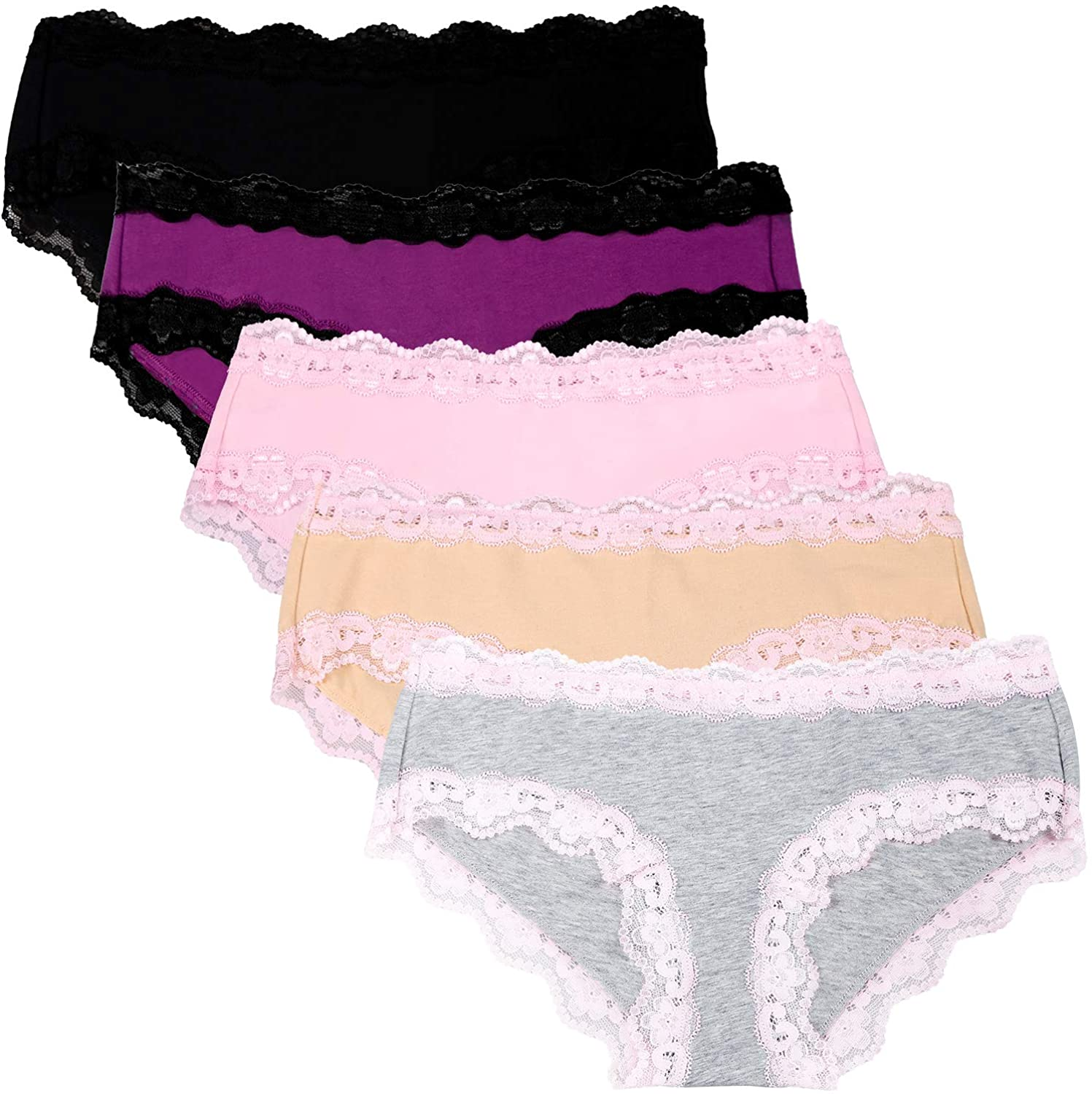 LYYTHAVON Women’S Underwear Soft Breathable Cotton Brief Ladies Panties 5-Pack Apparel & Accessories > Clothing > Underwear & Socks > Underwear LYYTHAVON