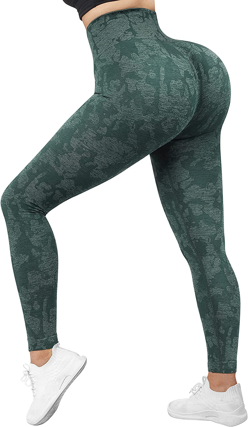 OMKAGI Women Scrunch Butt Lifting Leggings Seamless High Waisted Workout Yoga Pants Apparel & Accessories > Clothing > Activewear OMKAGI 868-green Tie Dye Large
