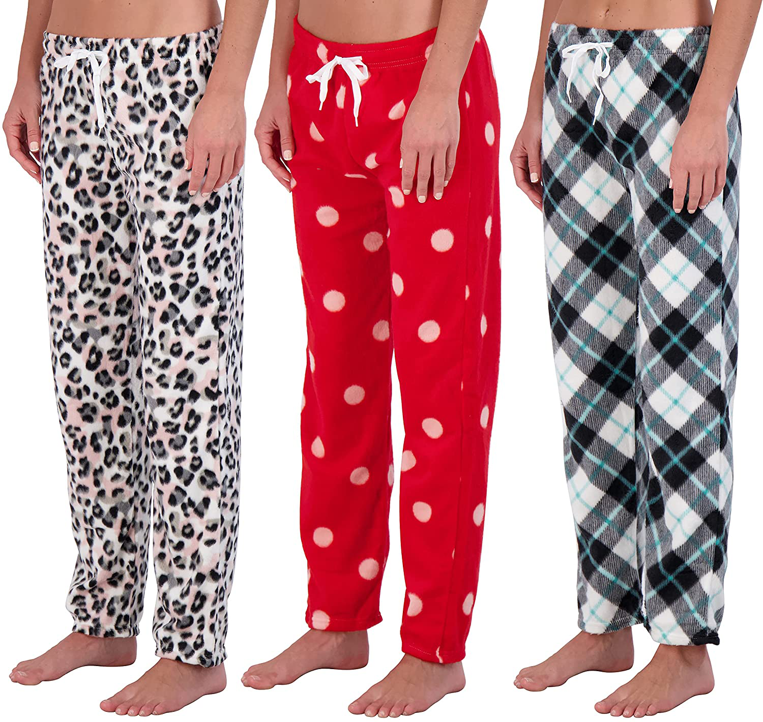 Real Essentials 3 Pack: Women’s Ultra-Soft Fleece Comfy Stretch Pajama Lounge Pants Elegant Sleepwear Apparel & Accessories > Clothing > Sleepwear & Loungewear > Pajamas Real Essentials Fleece Set H Large