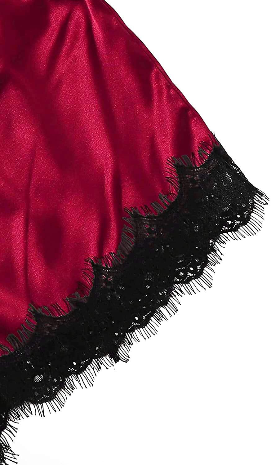 TAKOYI Women'S Sexy Lace 3 Piece Satin Robe and Pajama Set Cami Top Lingerie with Robe Camisole Shorts Apparel & Accessories > Clothing > Sleepwear & Loungewear Kylie Max