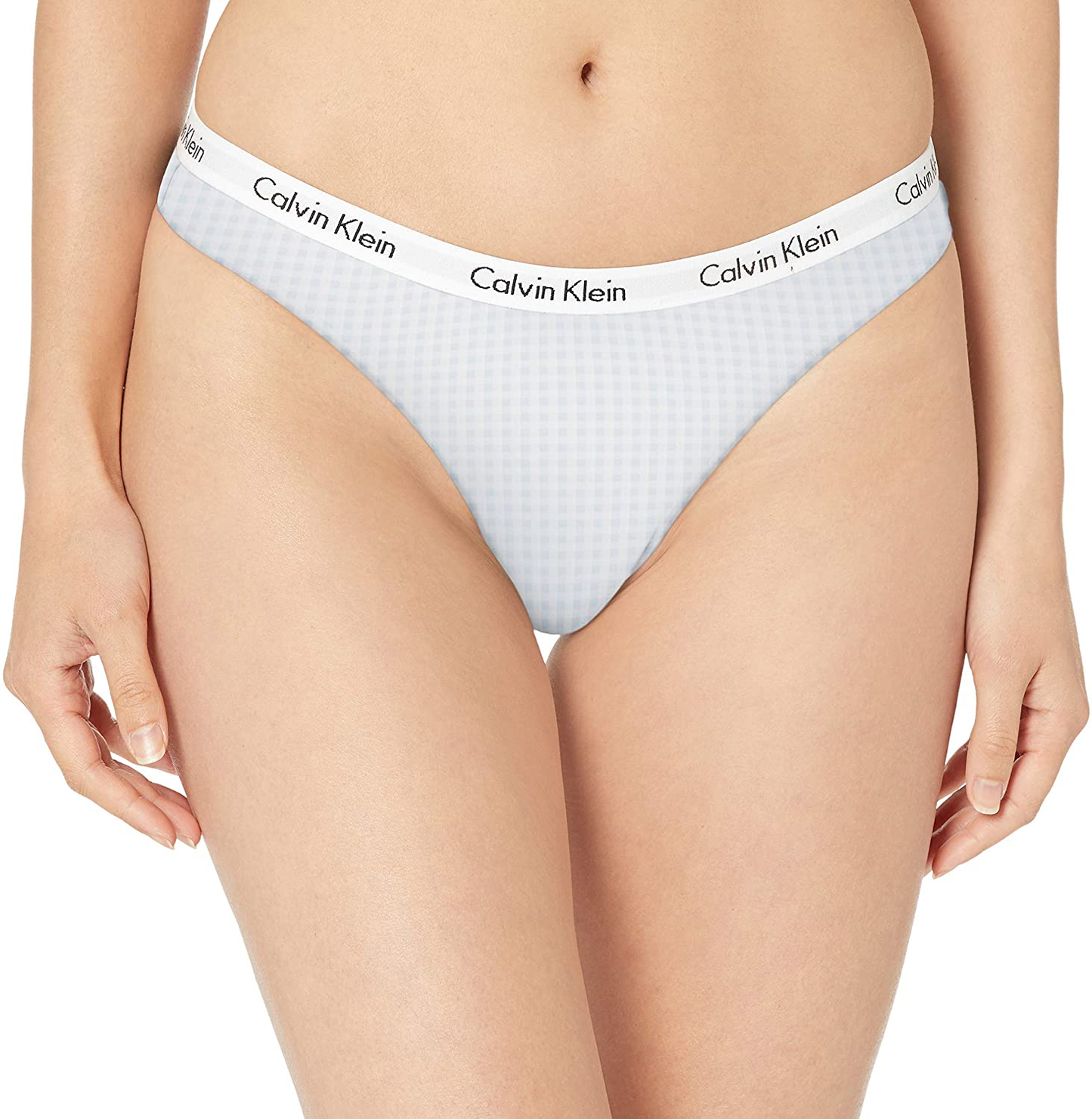 Calvin Klein Women's Carousel Logo Cotton Thong Panty Apparel & Accessories > Clothing > Underwear & Socks > Underwear Calvin Klein Blue Gingham 1 X-Large