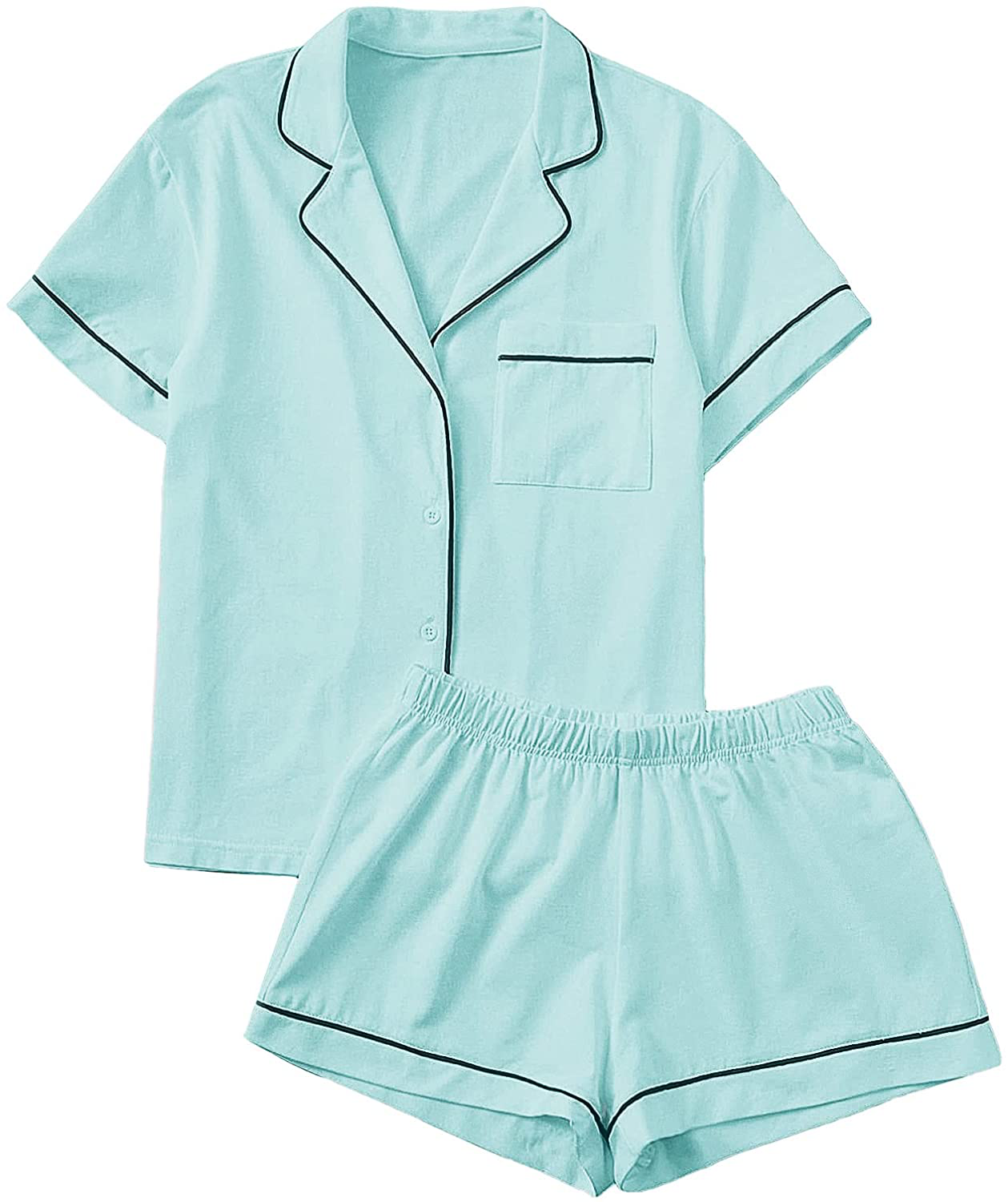 Floerns Women's Notch Collar Short Sleeve Sleepwear Two Piece Pajama Set Apparel & Accessories > Clothing > Sleepwear & Loungewear > Pajamas Floerns