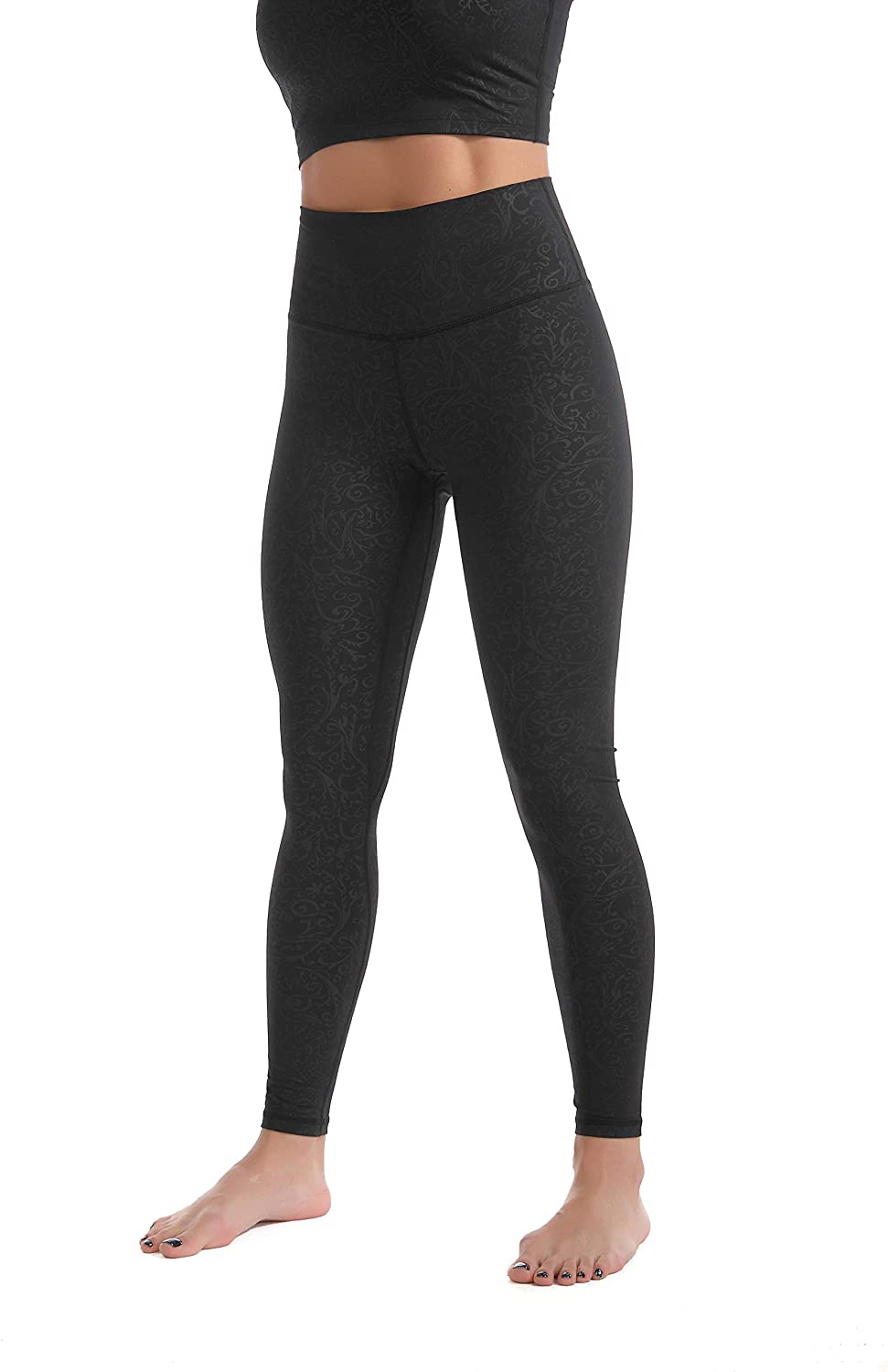 Sunzel Workout Leggings for Women, Squat Proof High Waisted Yoga Pants 4 Way Stretch, Buttery Soft Apparel & Accessories > Clothing > Activewear Sunzel Black-embossed Peacock X-Small