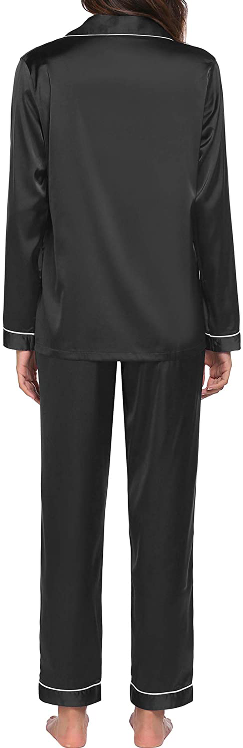 Ekouaer Satin Pajamas Women’S Long Sleeve Sleepwear Silk Soft Button down Loungewear Pjs Set S-XXL Apparel & Accessories > Clothing > Sleepwear & Loungewear Kylie Max