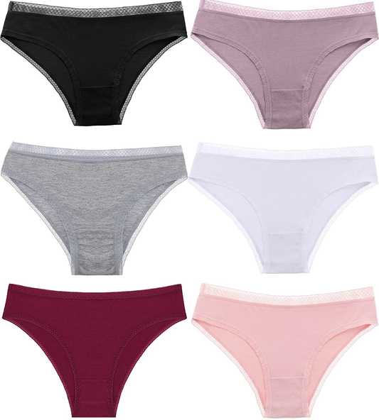 FINETOO Women'S Cotton Panties Lace Bikini Breathable Brief Sexy Hipster Womens Underwear Cheeky 6 Pack XS-L Apparel & Accessories > Clothing > Underwear & Socks > Underwear KYLIE MAX 6 Pack Bikinis X-Small
