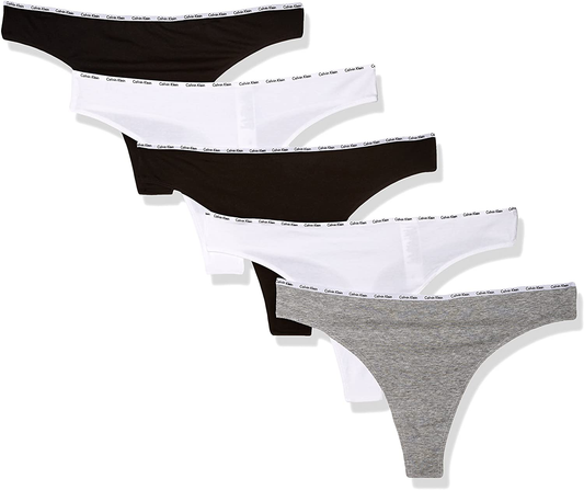 Calvin Klein Women's Signature Logo Cotton Thong Apparel & Accessories > Clothing > Underwear & Socks > Underwear Calvin Klein Black/Black/White/White/Grey Heather 5 Large